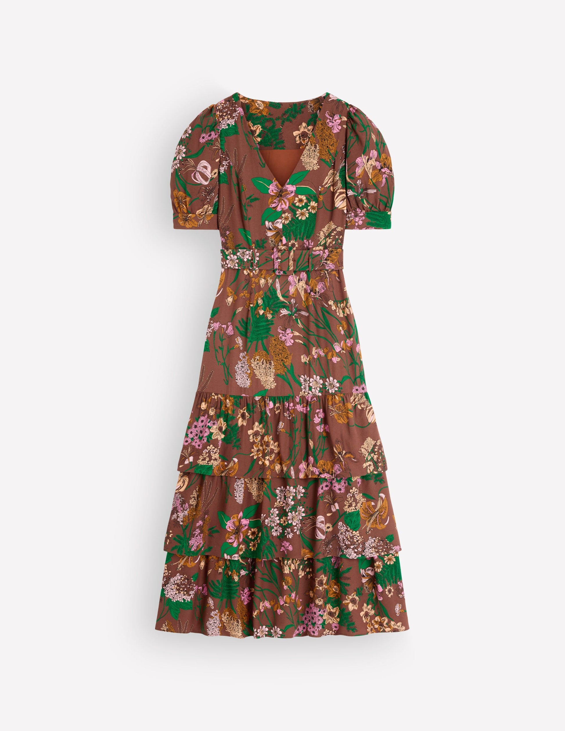 V Neck Layered Dress-Fudgesickle Whimsical Flora-9