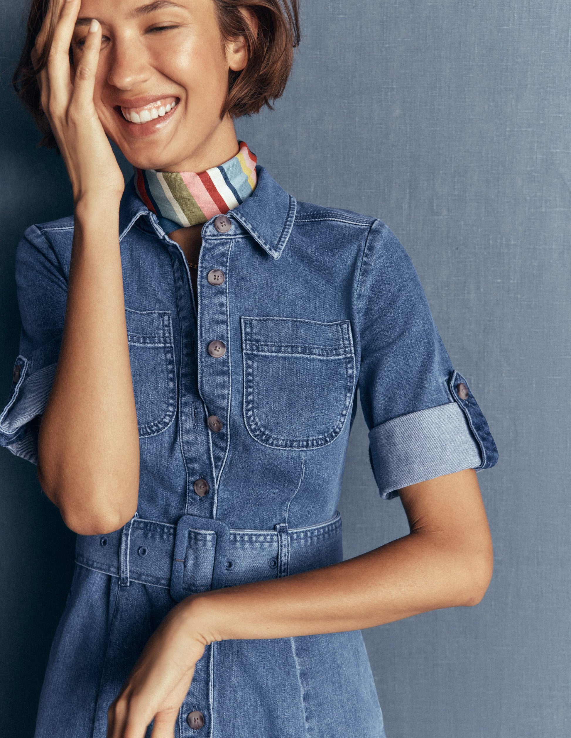 Denim Midi Shirt Dress-Light Vintage-2