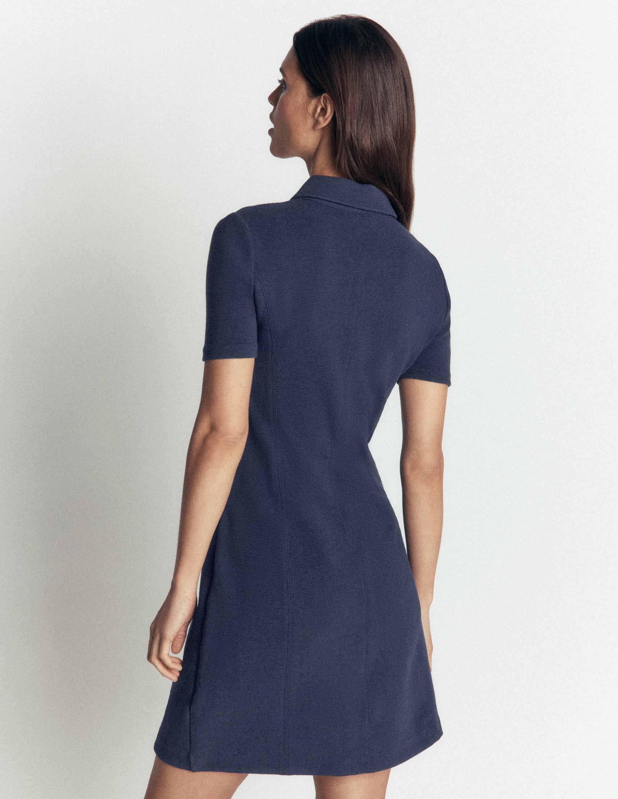 Nia Short Sleeve Zip Dress-Navy - Image 3