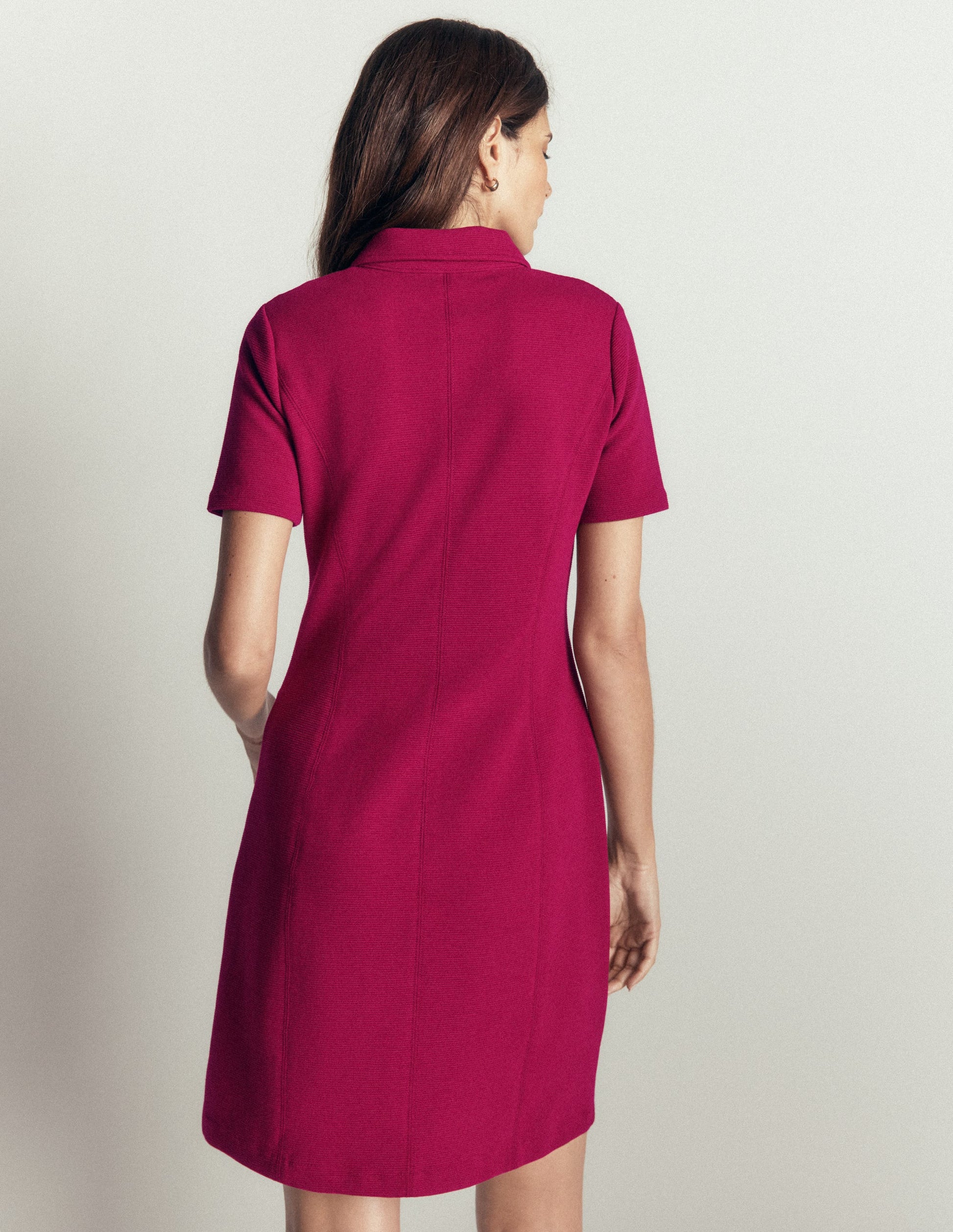 Nia Short Sleeve Zip Dress-Beetroot Red-3