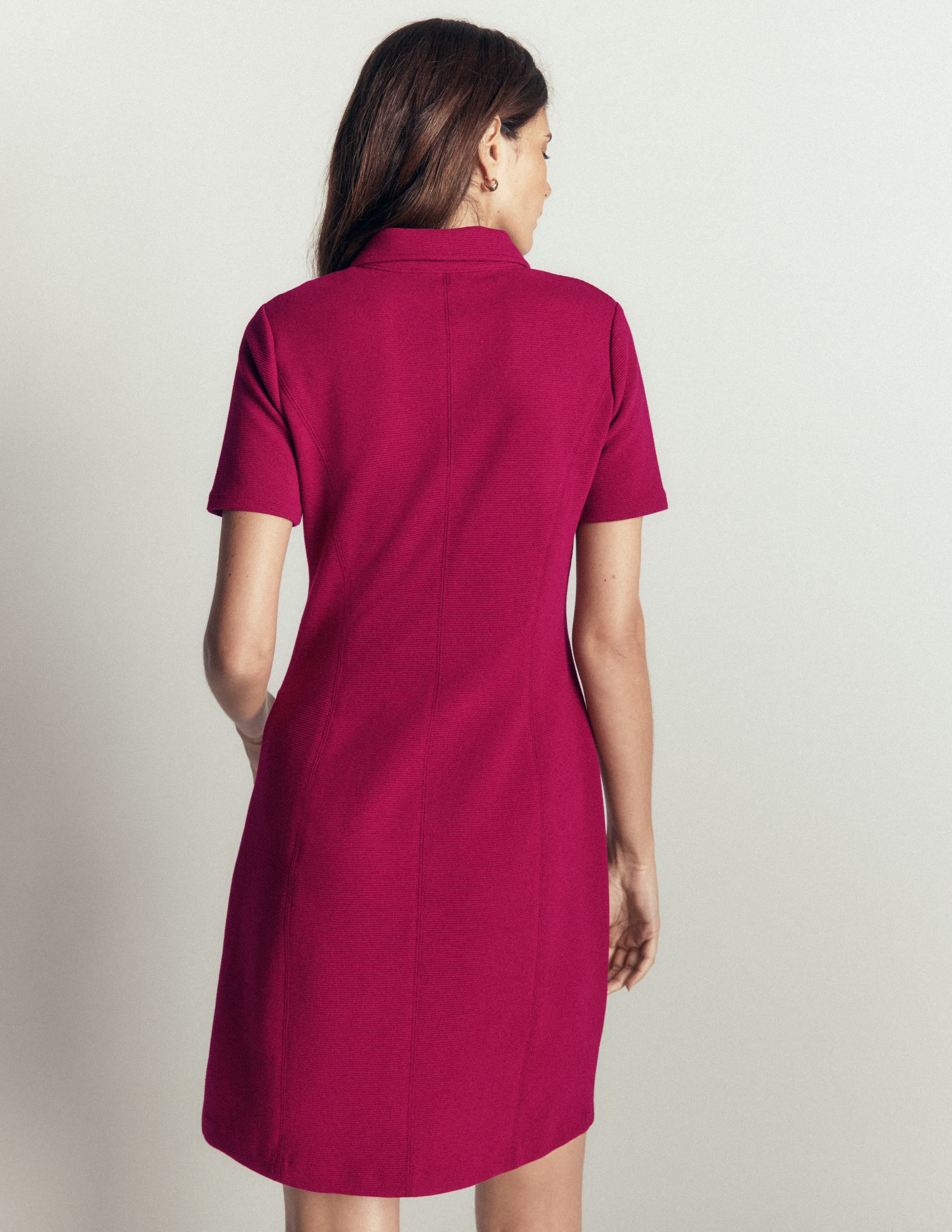 Nia Short Sleeve Zip Dress-Beetroot Red - Image 3