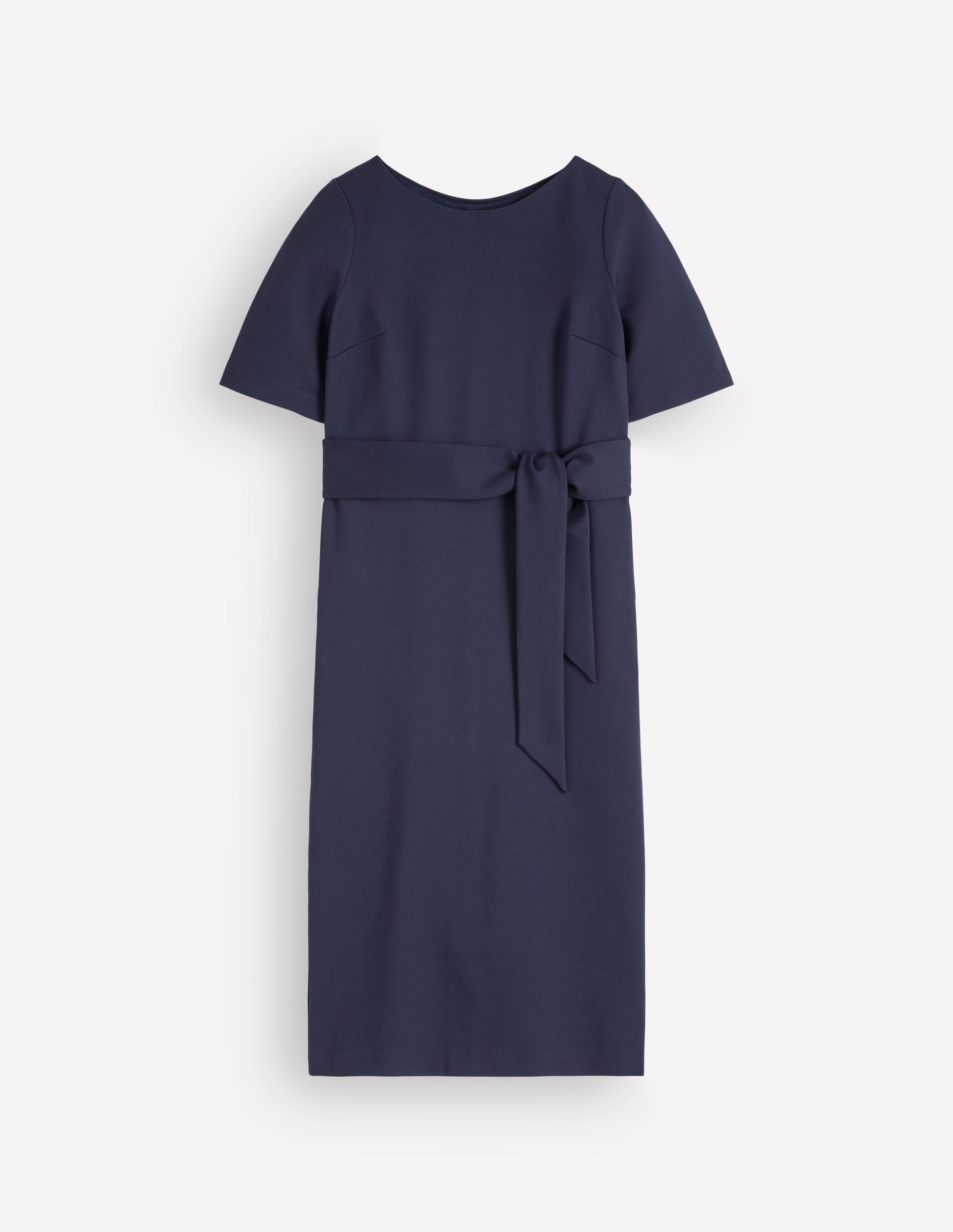 Belted Ponte Midi Dress-Navy-6