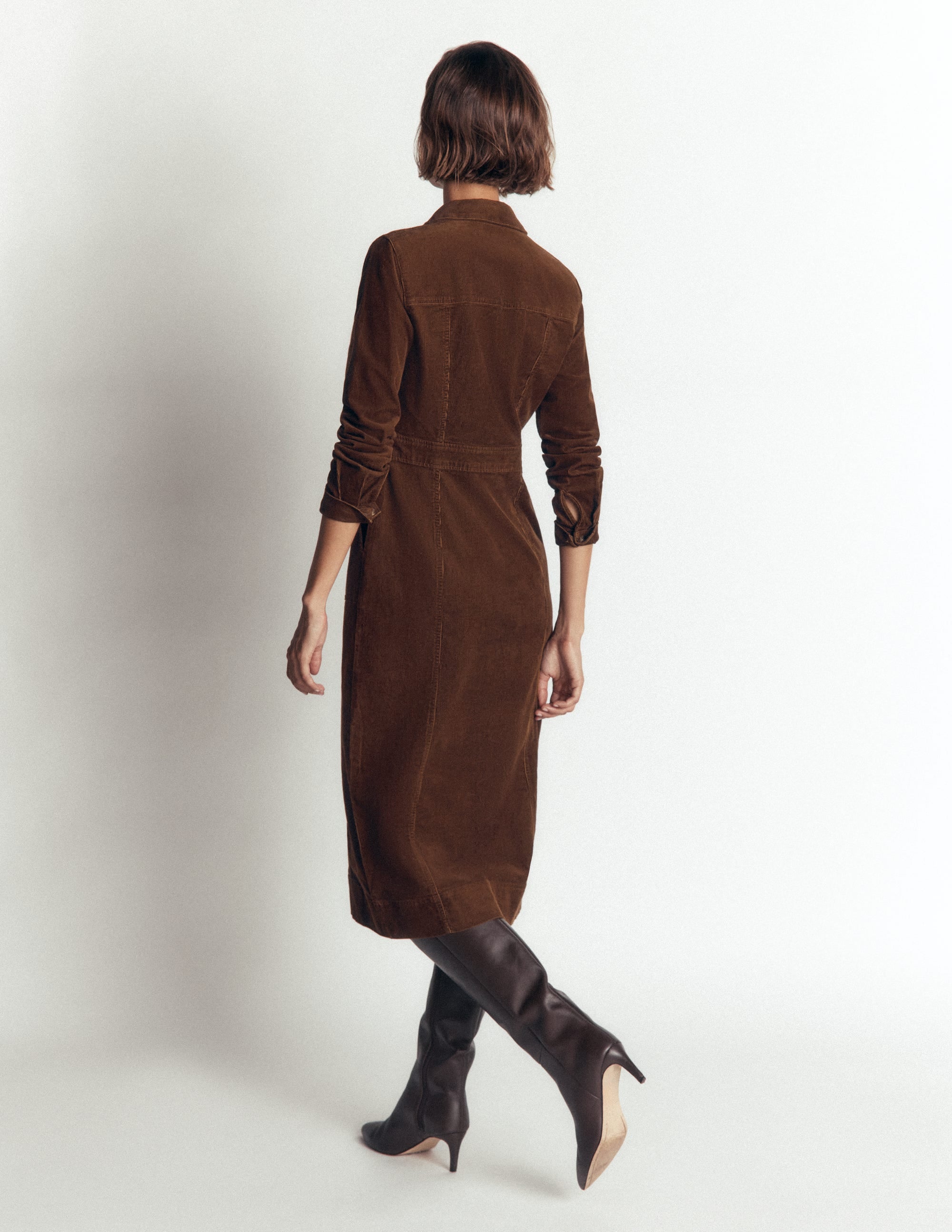 Fleur Cord Midi Dress-Raw Umber - Image 3
