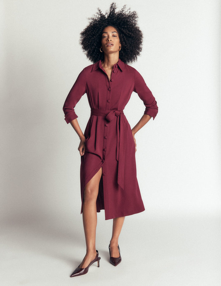 Kate Pleated Shirt Dress-Deep Wisteria