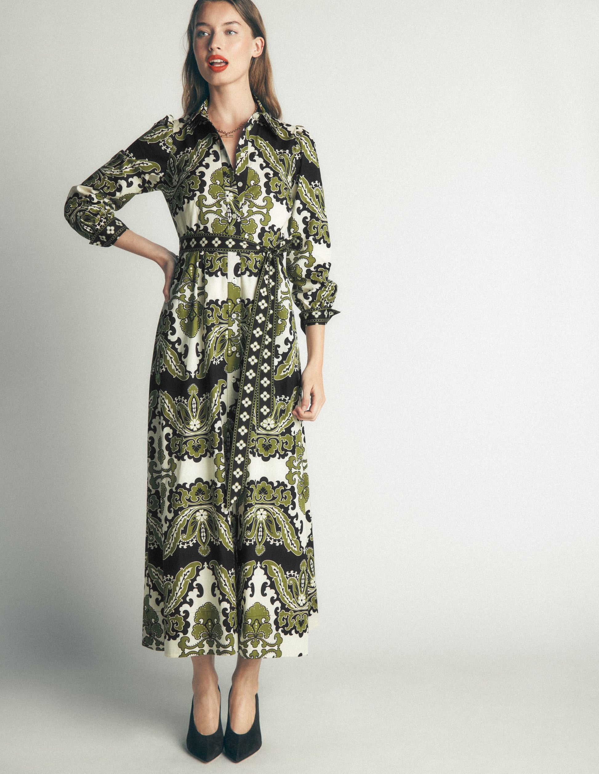 Maeve Cotton Midi Shirt Dress-Multi, Blossoming Gardenia-1