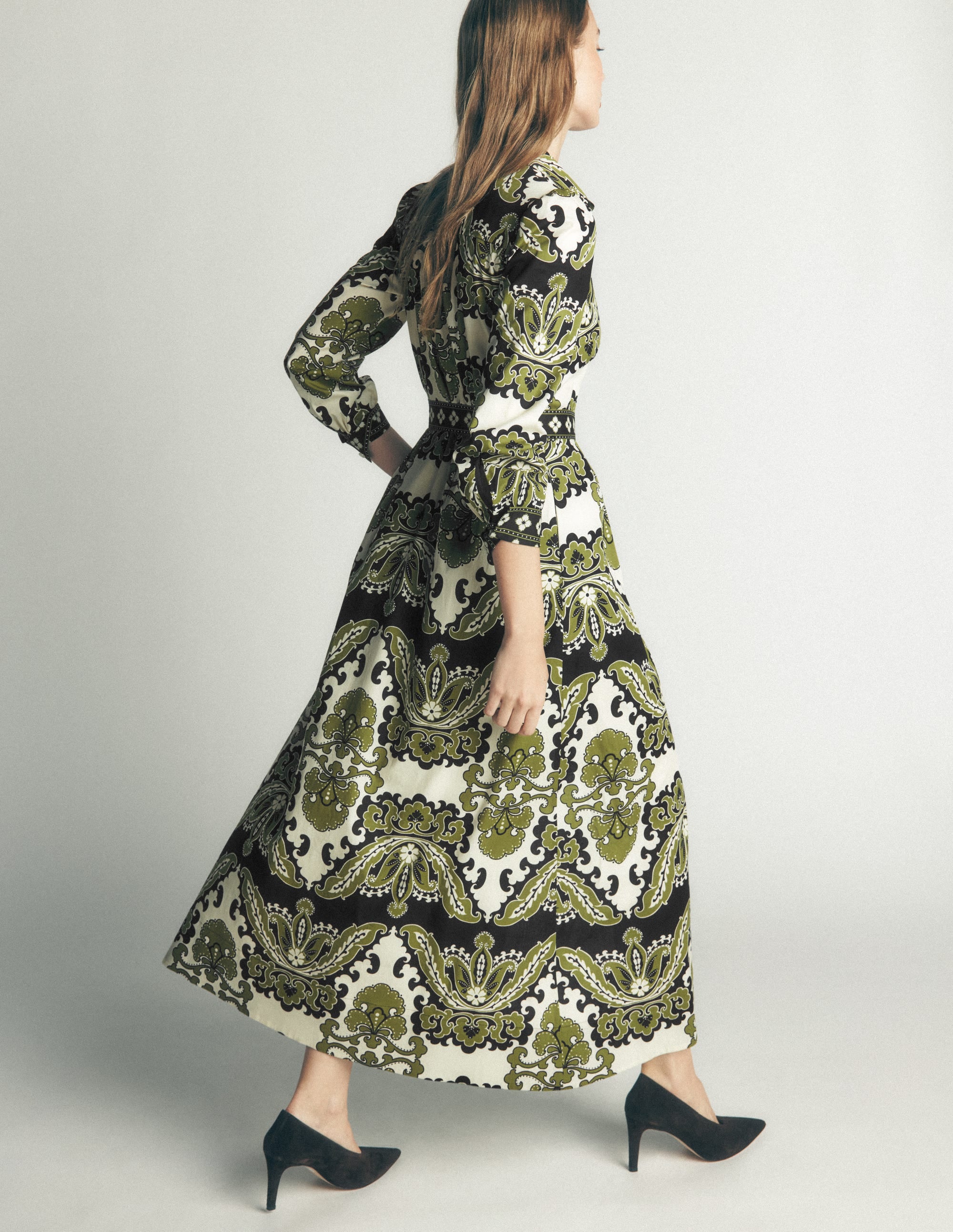 Maeve Cotton Midi Shirt Dress-Multi, Blossoming Gardenia - Image 3