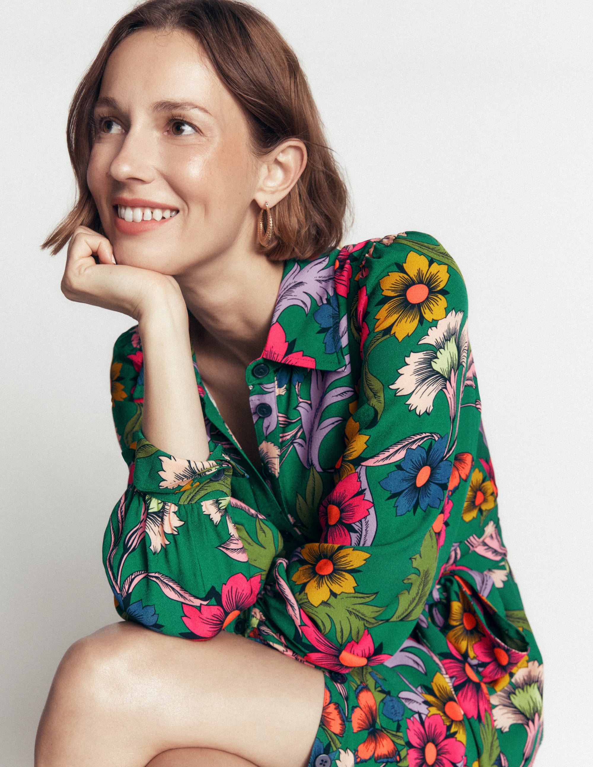 Maeve Occasion Shirt Dress-Jewel Green, Butterfly Bouquet - Image 2