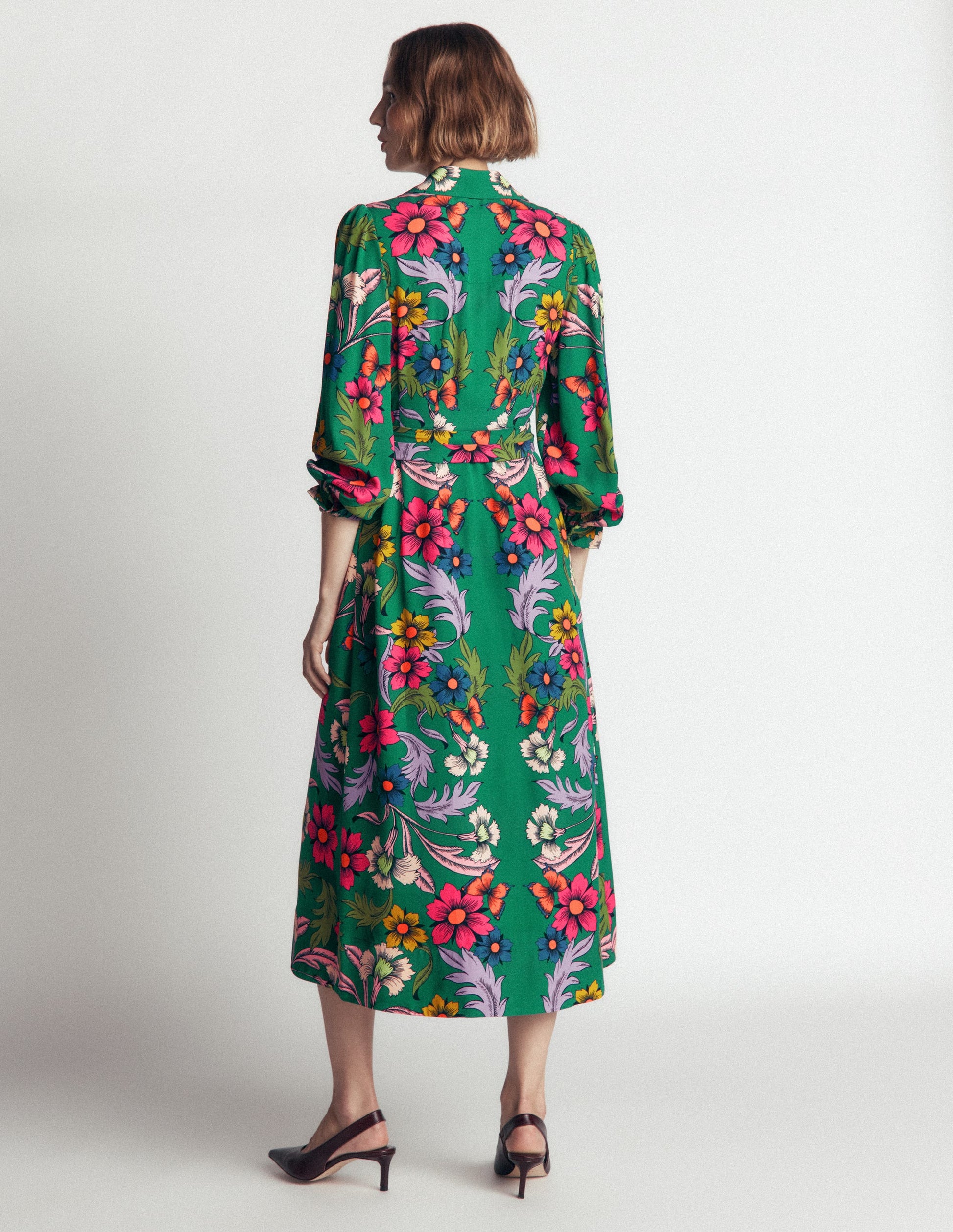 Maeve Occasion Shirt Dress-Jewel Green, Butterfly Bouquet-7