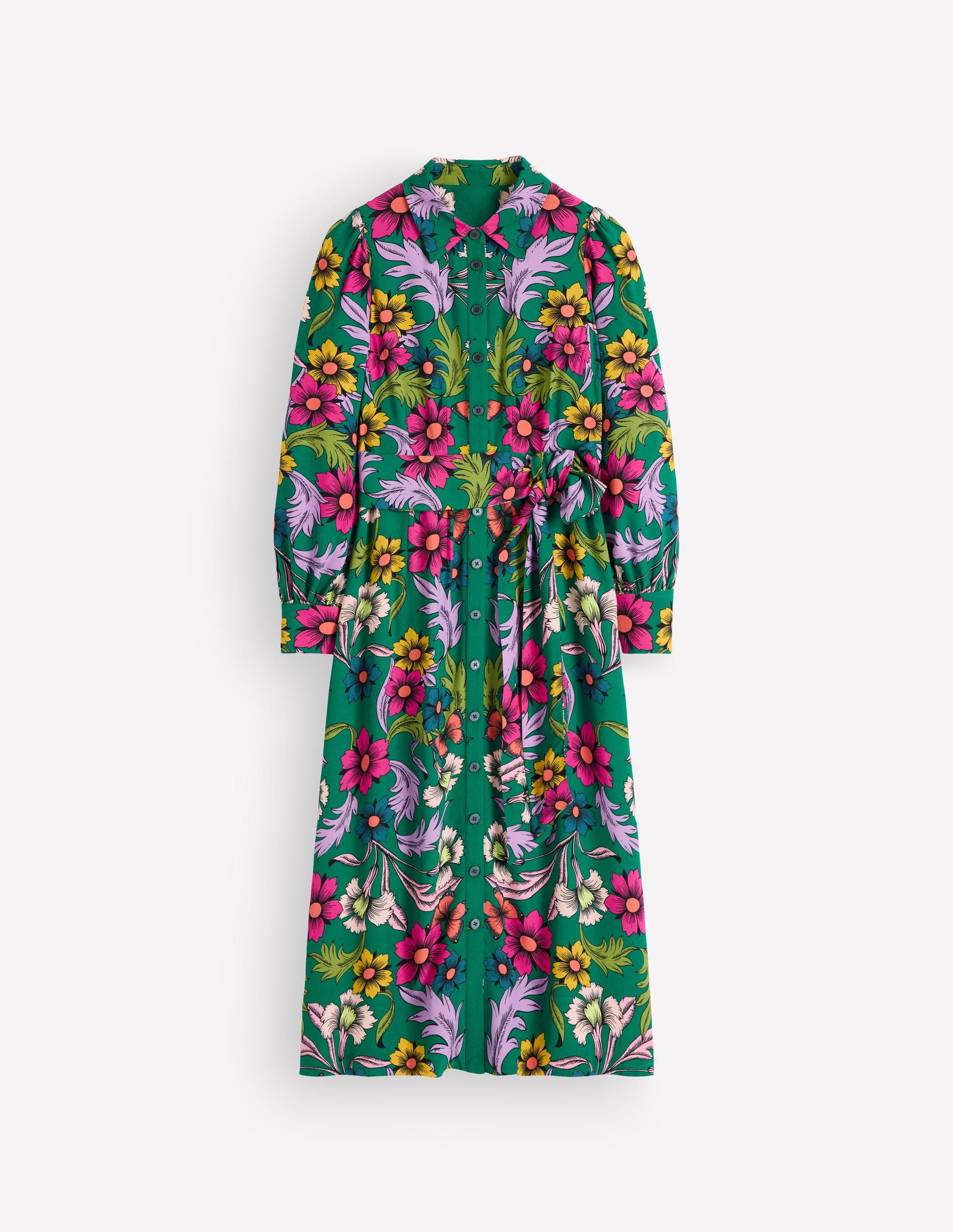 Maeve Occasion Shirt Dress-Jewel Green, Butterfly Bouquet-9