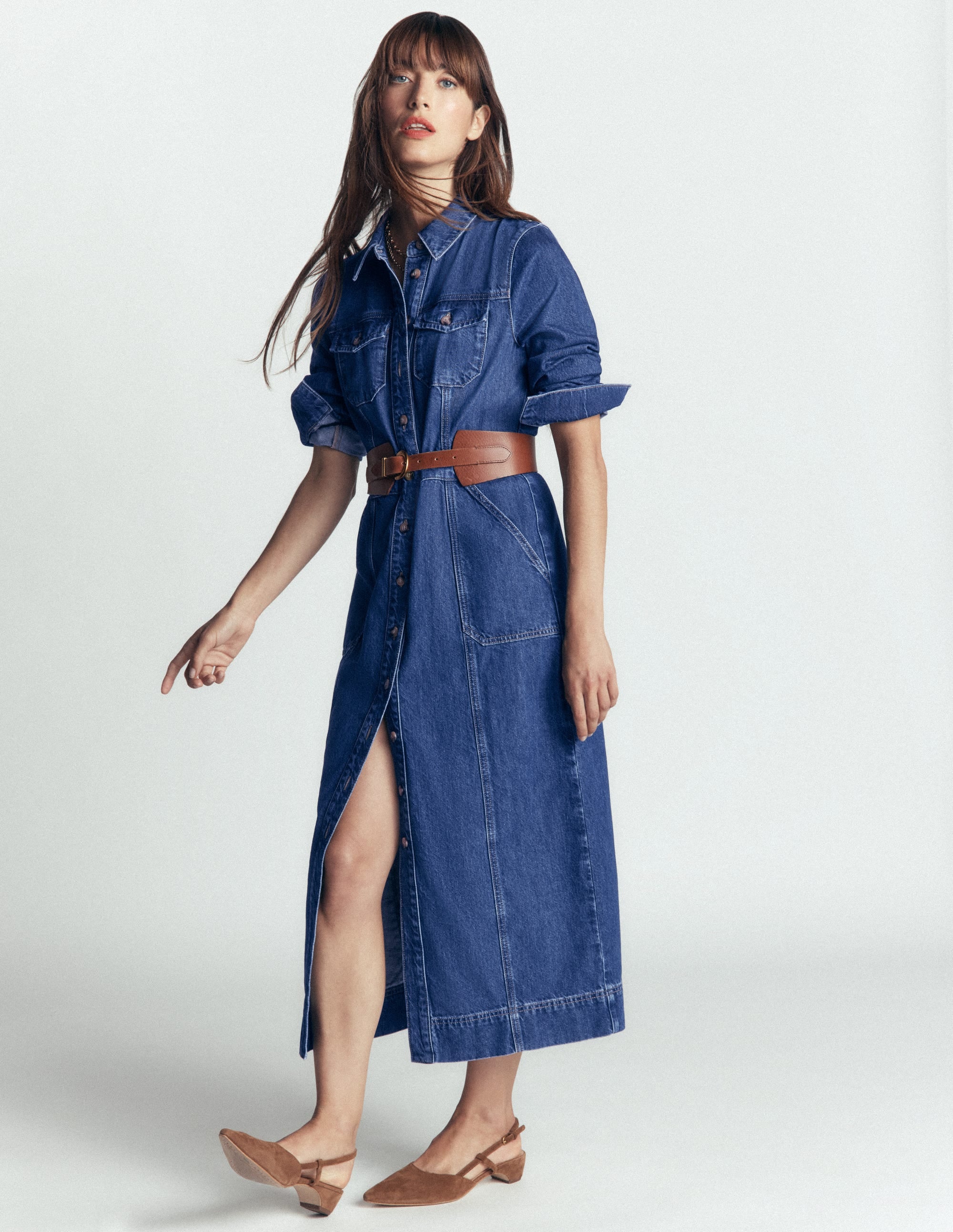 Fleur Denim Midi Dress-Mid Vintage Denim - Image 2