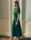 Drape Jersey Crepe Maxi Dress-Hunter Green