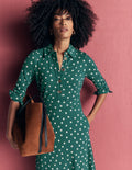Etta Piping Detail Ponte Dress-Midnight Teal, Boden Spot