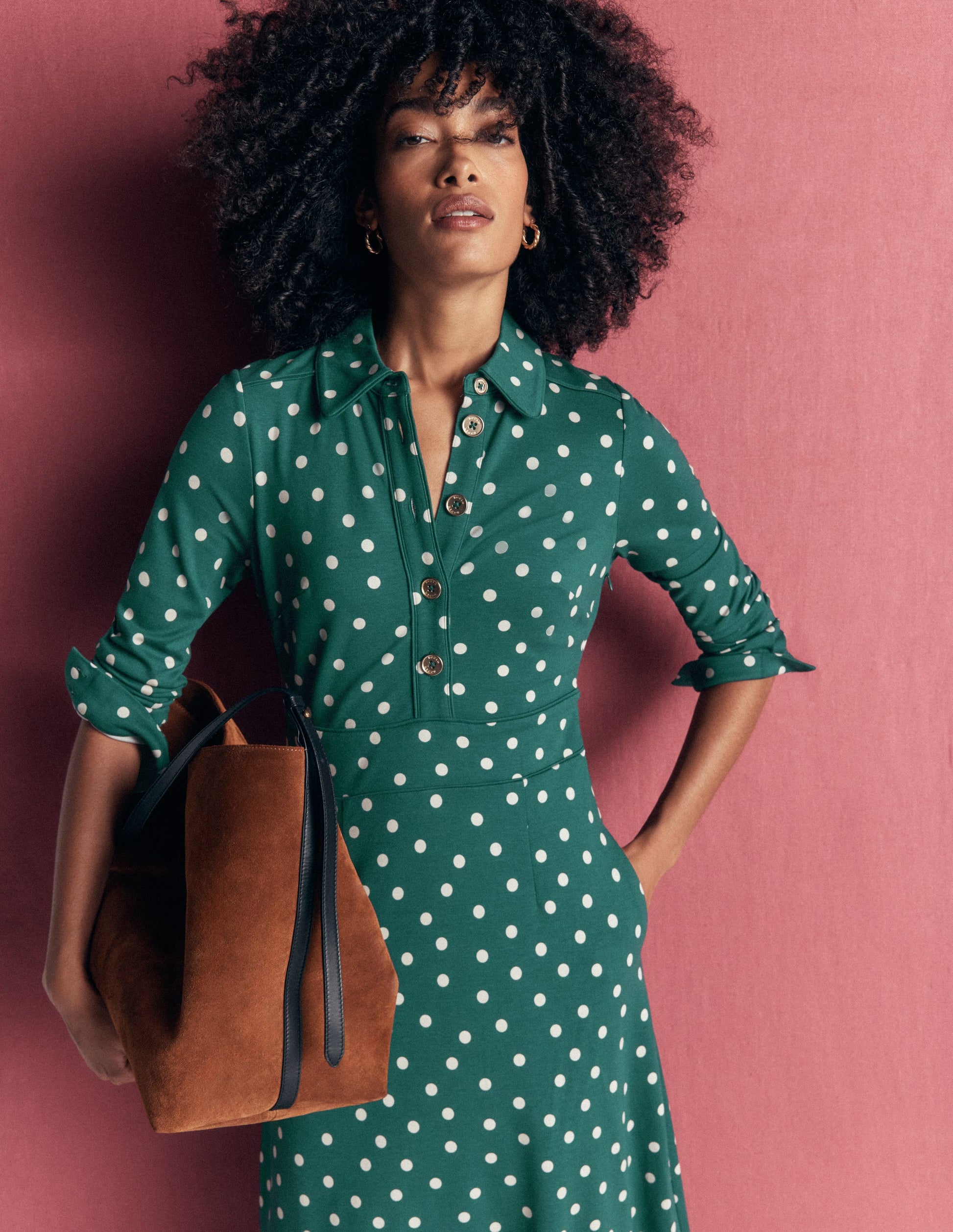 Etta Piping Detail Ponte Dress-Midnight Teal, Boden Spot-1