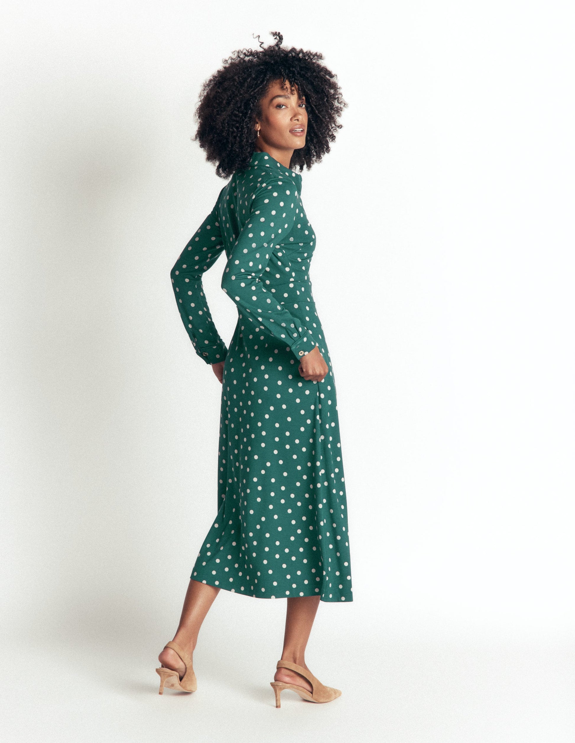 Etta Piping Detail Ponte Dress-Midnight Teal, Boden Spot-3