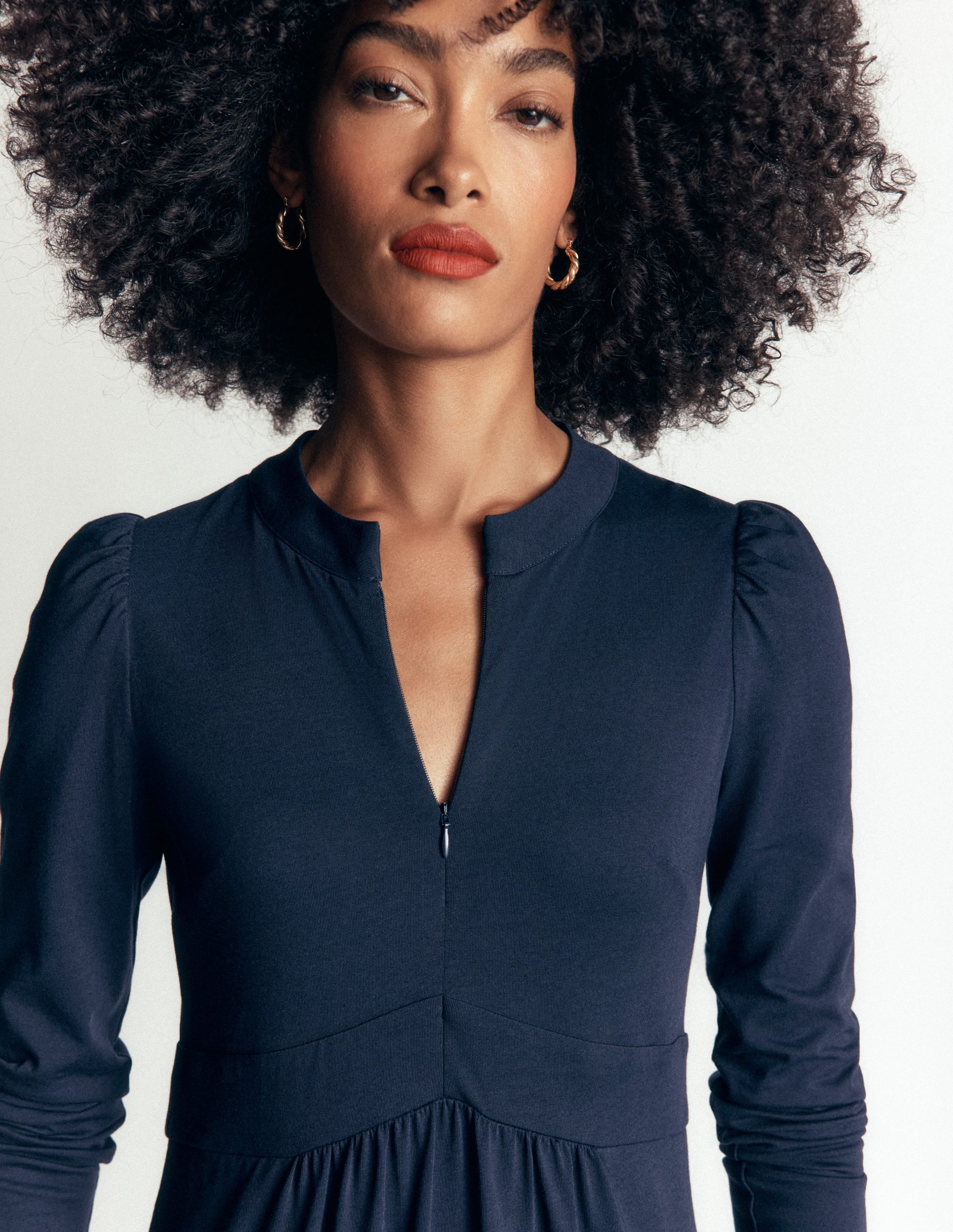 Hope Zip Detail Jersey Dress-Navy - Image 2