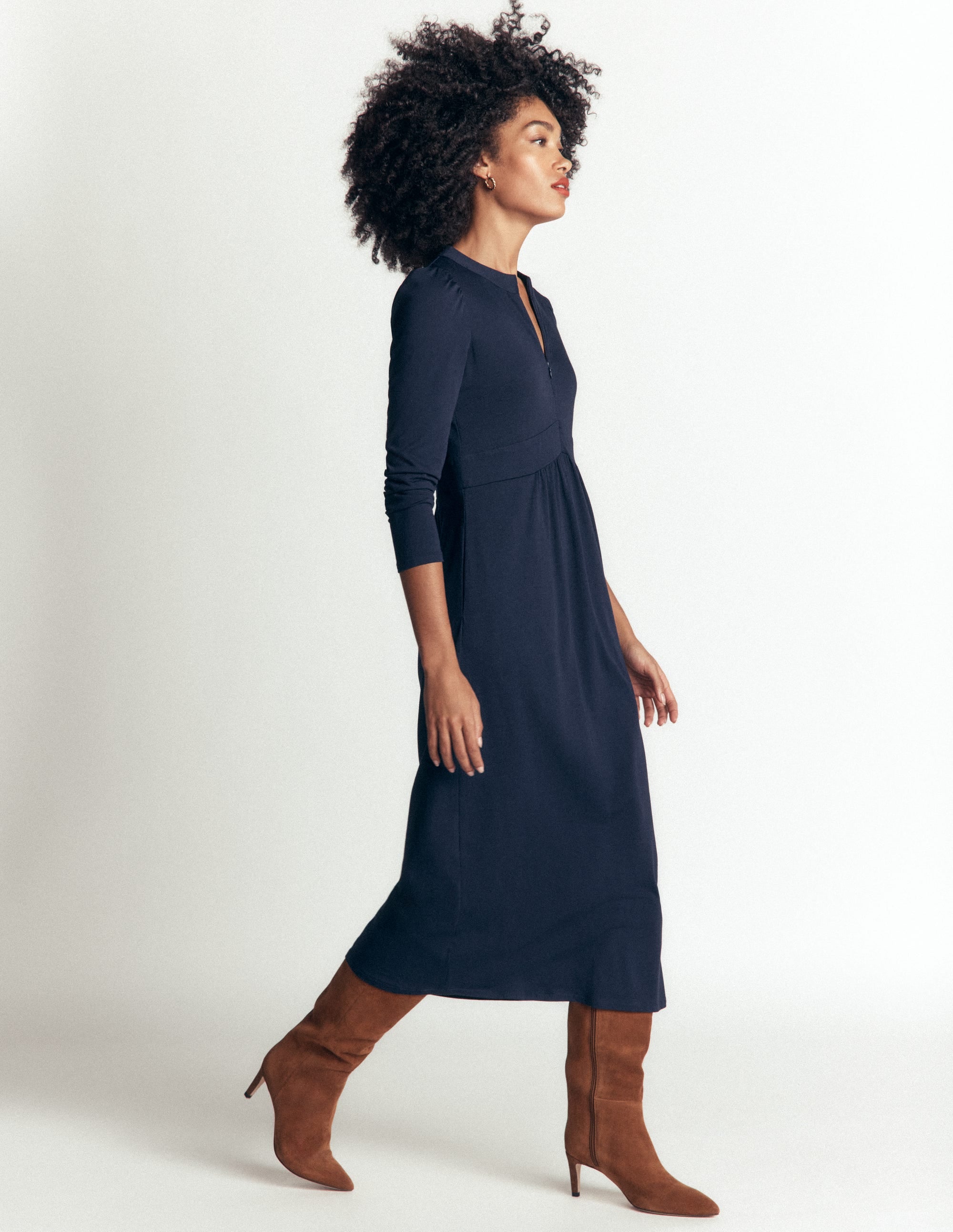 Hope Zip Detail Jersey Dress-Navy - Image 4