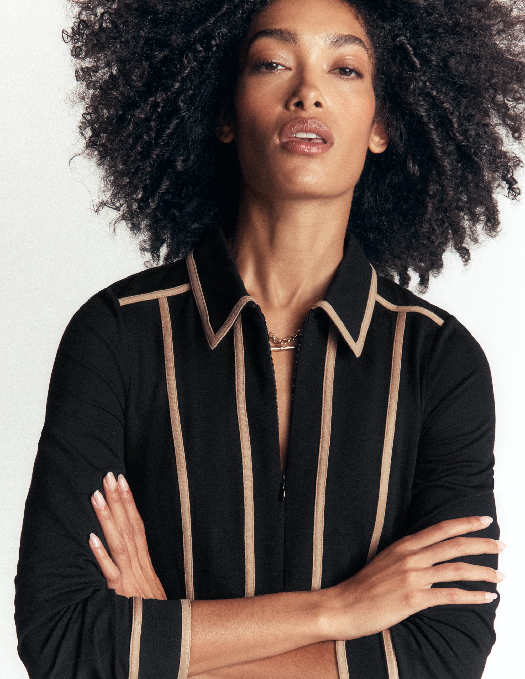 Ula Ponte Short Dress-Black, Camel - Image 2