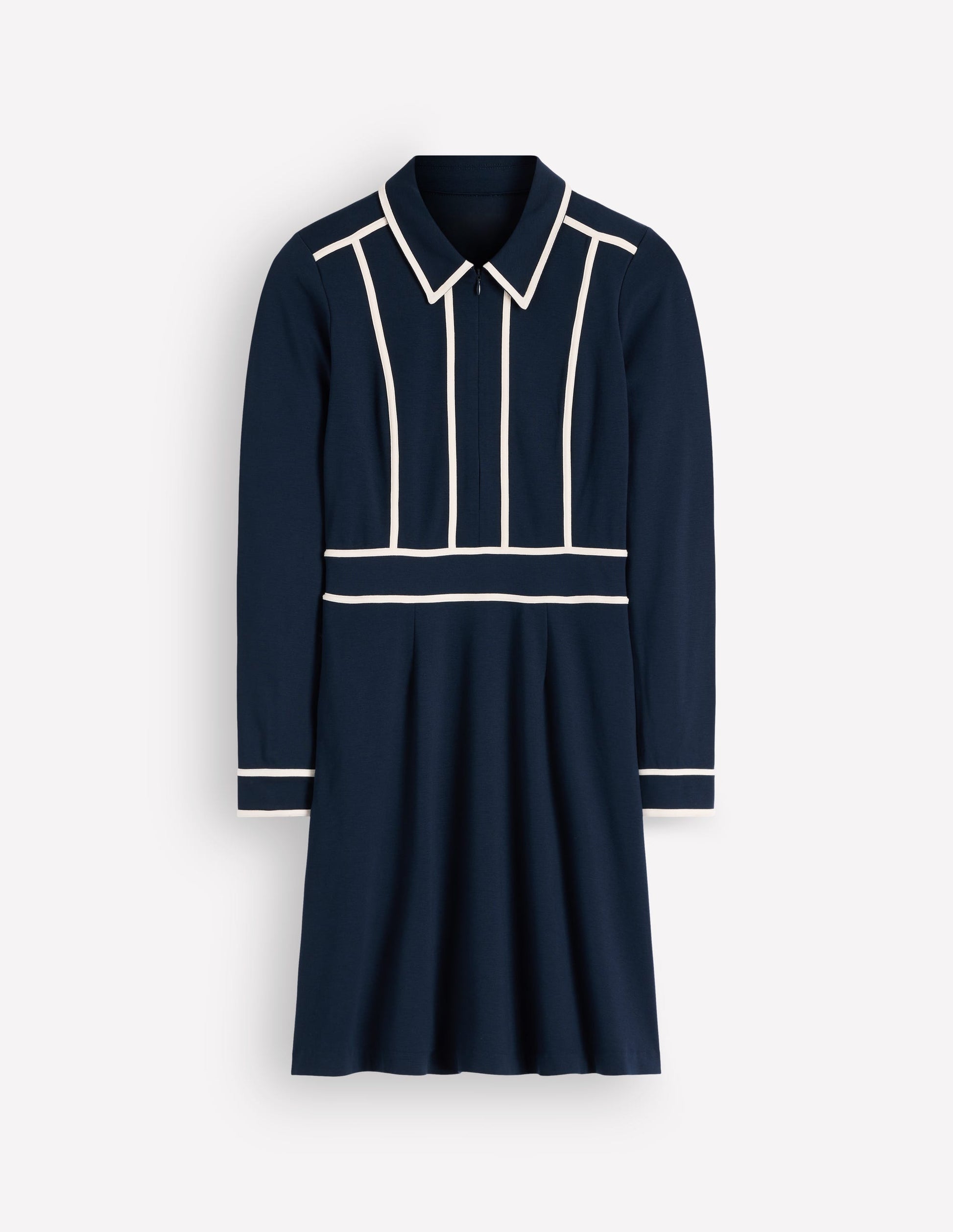 Ula Ponte Short Dress-Navy, Ivory-5
