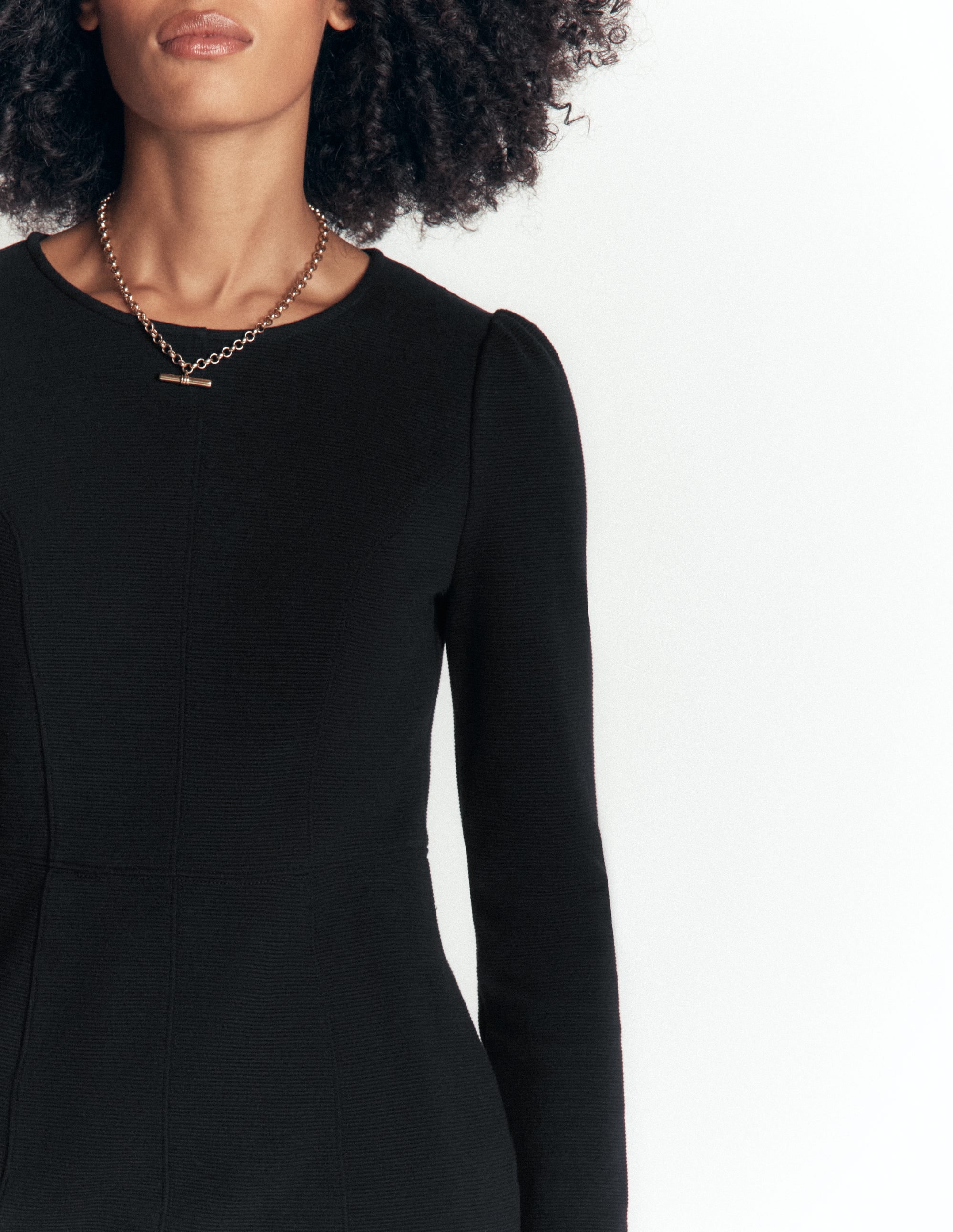Marla Seamed Ottoman Dress-Black - Image 2