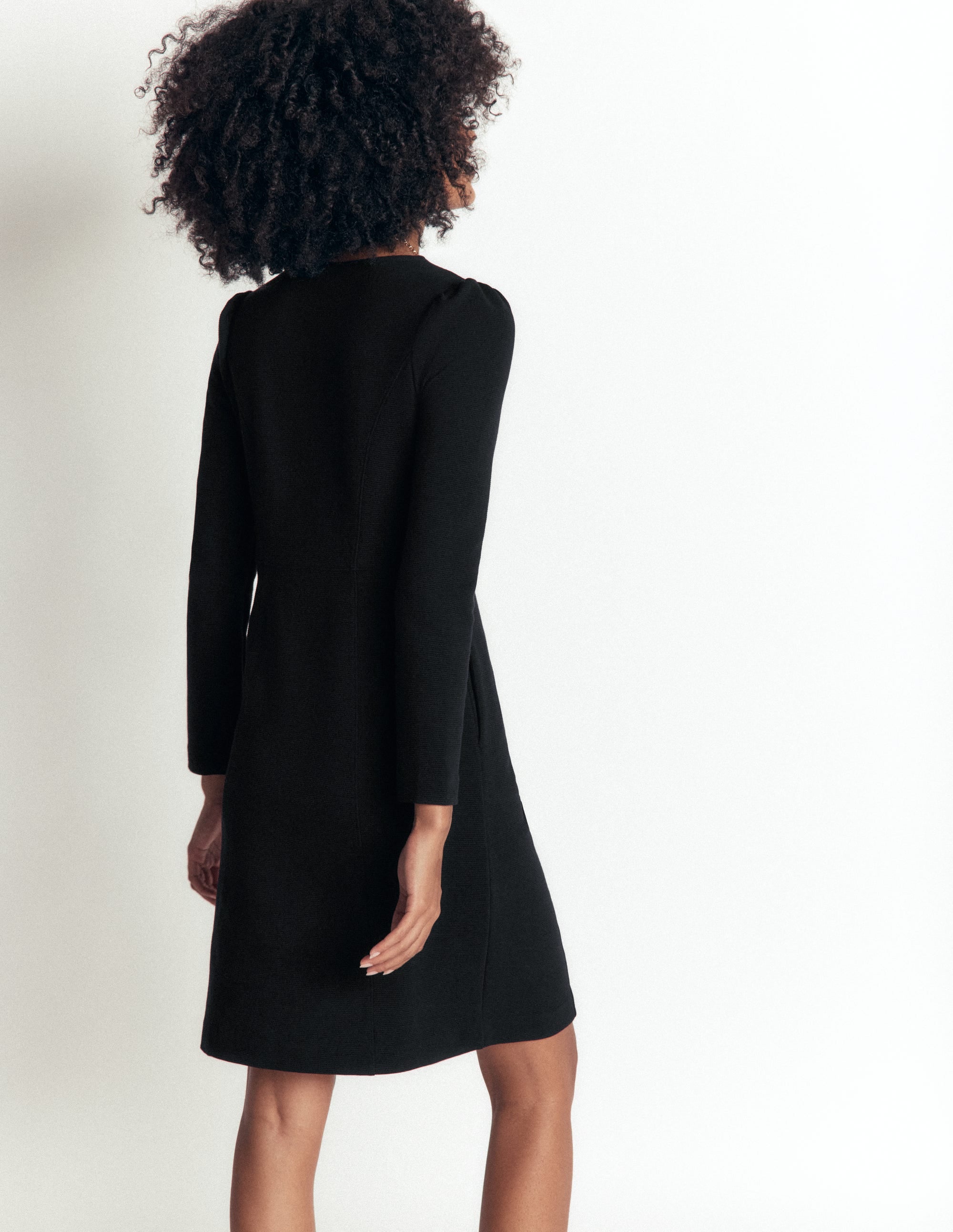 Marla Seamed Ottoman Dress-Black - Image 3