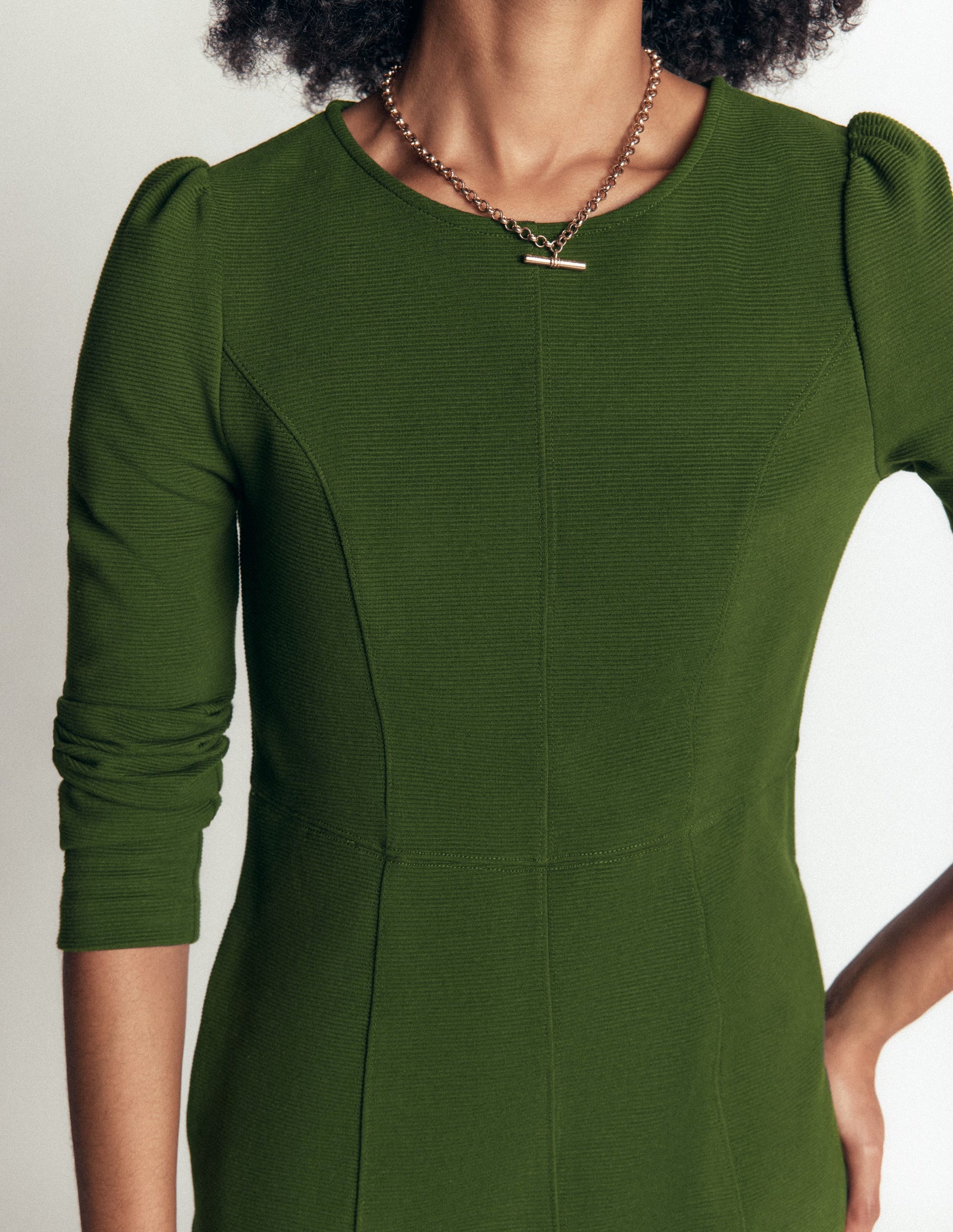Marla Seamed Ottoman Dress-Green Fir-2