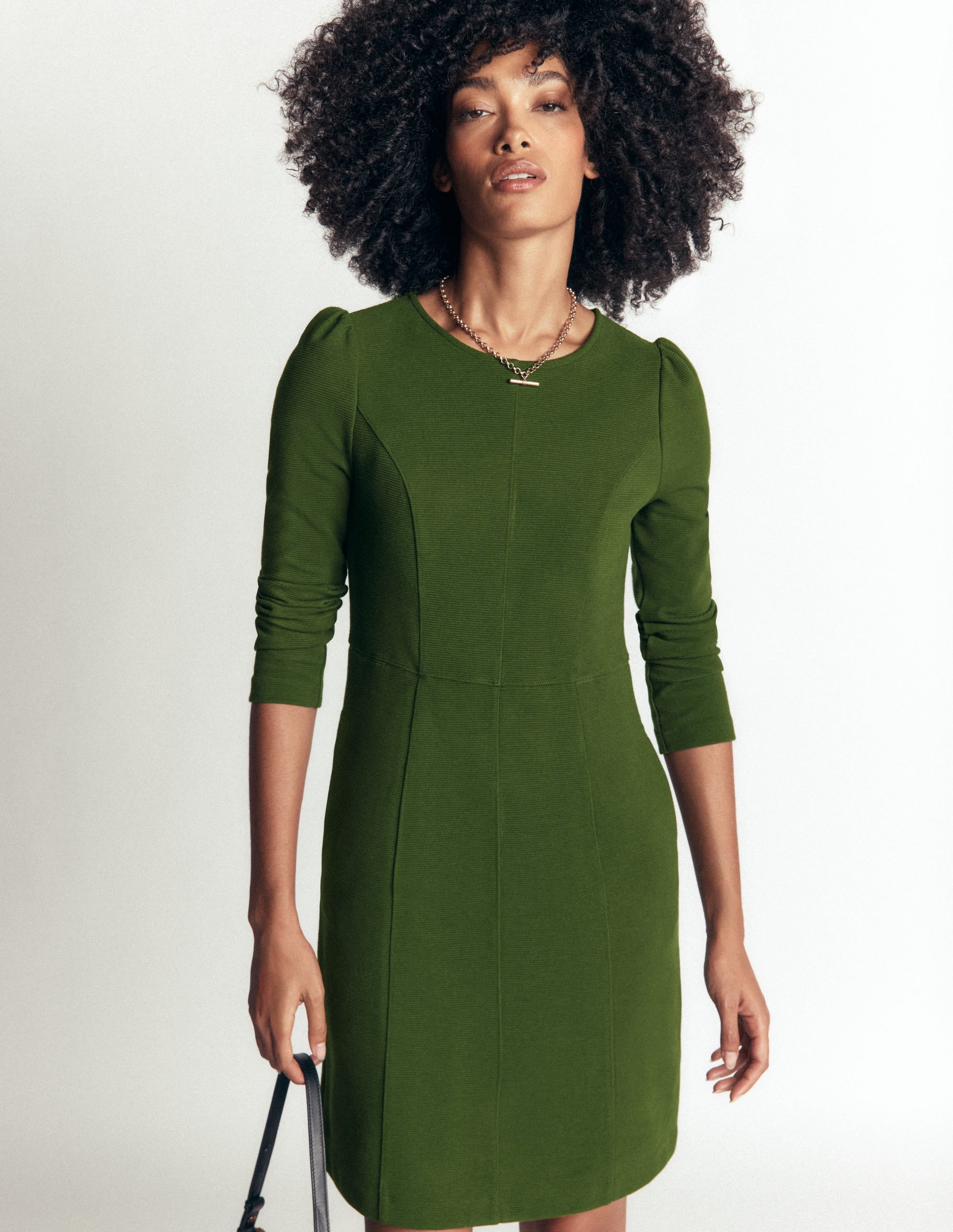 Marla Seamed Ottoman Dress-Green Fir - Image 4