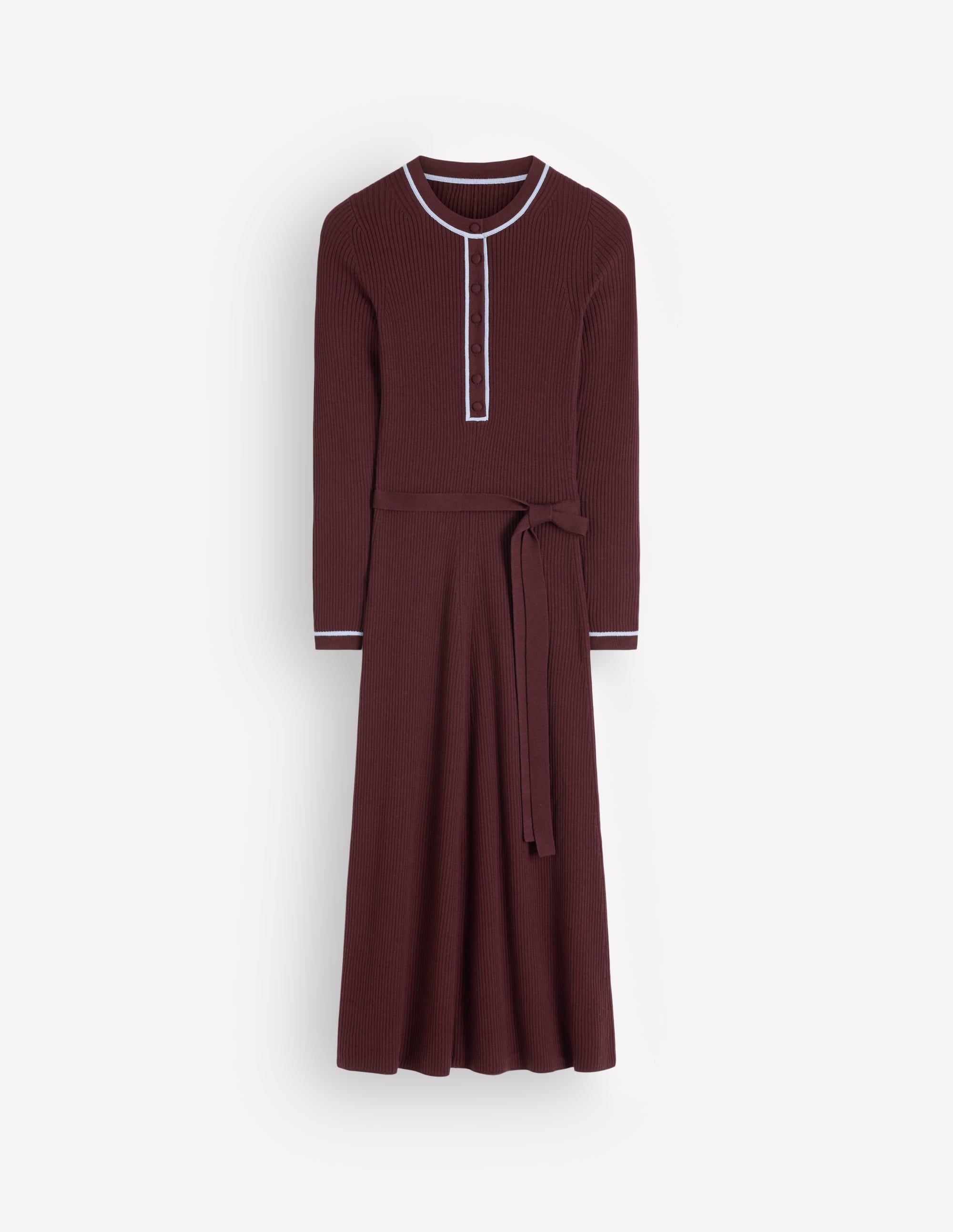 Paula Ribbed Crew Dress-Raw Umber, Faded Denim - Image 7