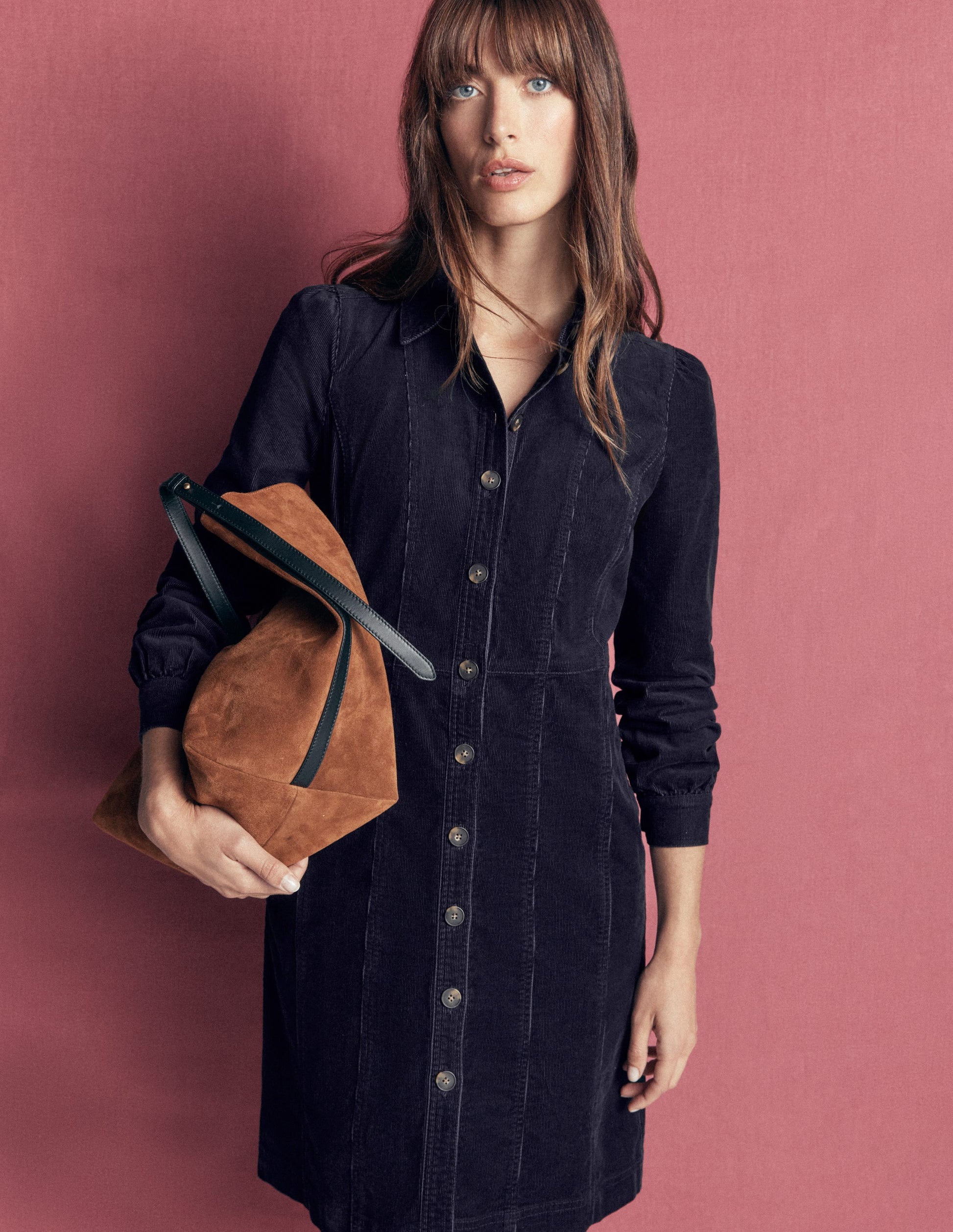 Rhoda Cord Short Dress-Navy-2
