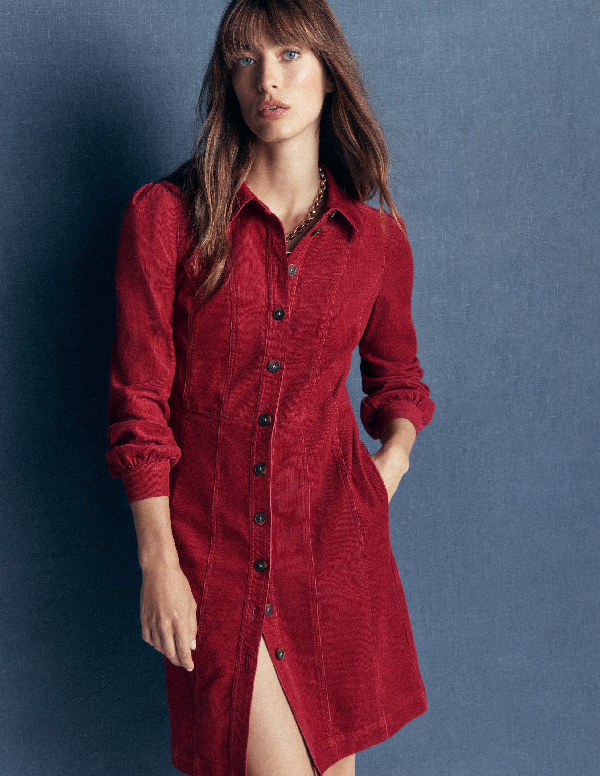 Rhoda Cord Short Dress-Red Earth-1