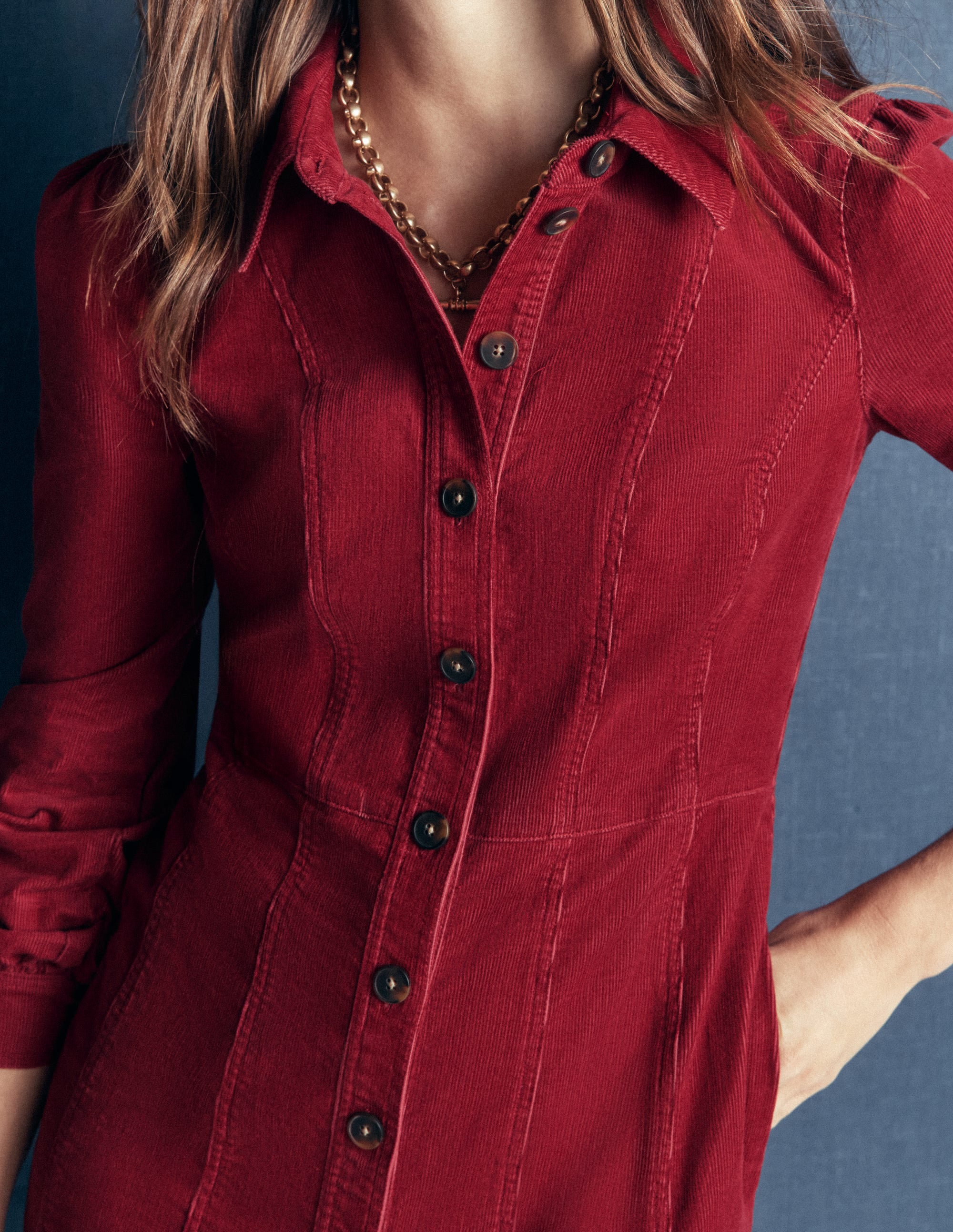 Rhoda Cord Short Dress-Red Earth - Image 2