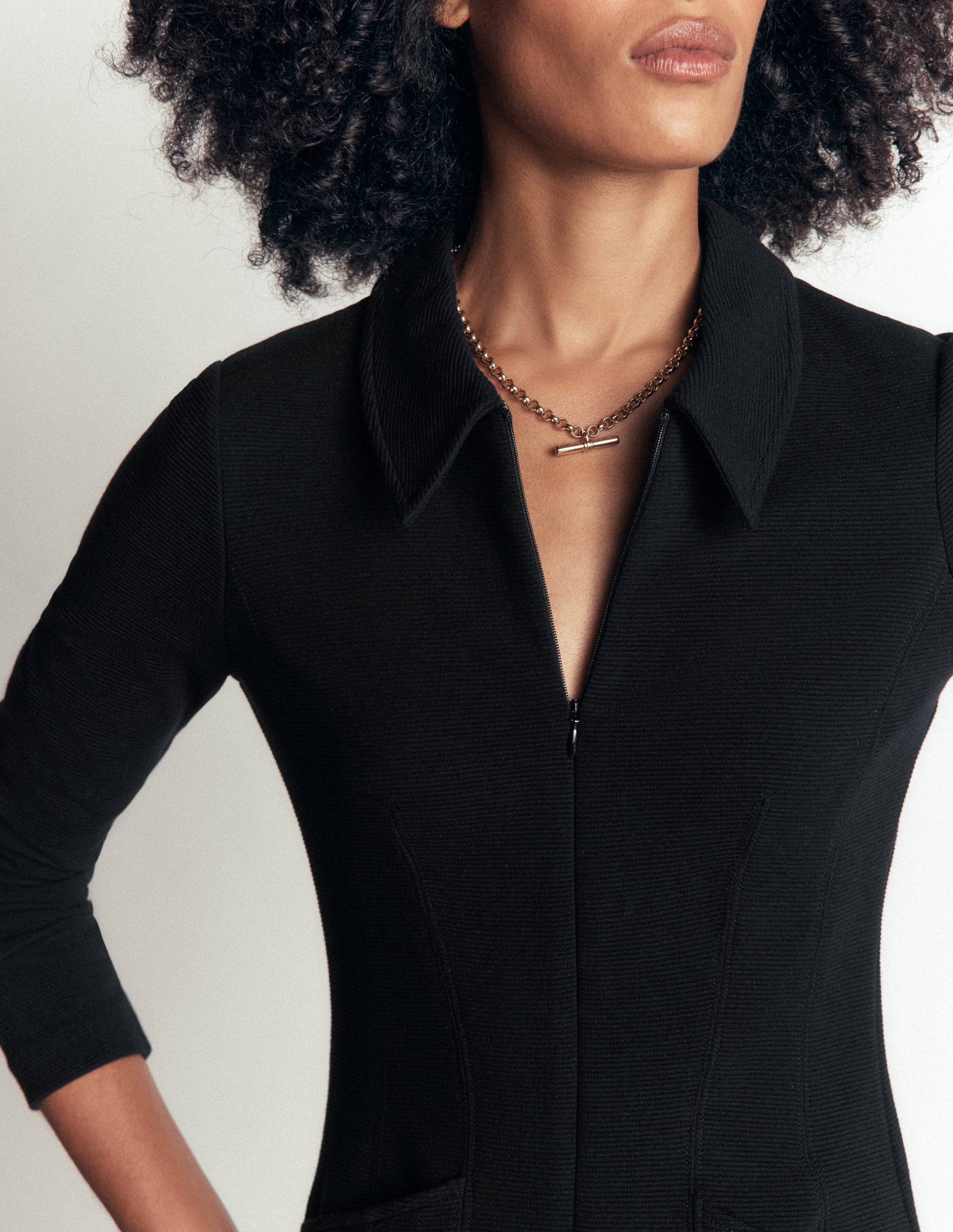 Nia Ottoman Long Sleeve Dress-Black-2
