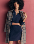 Nia Ottoman Long Sleeve Dress-Navy