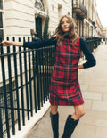 Lou Wool Check Shift Dress-Red, Blue and Green Check