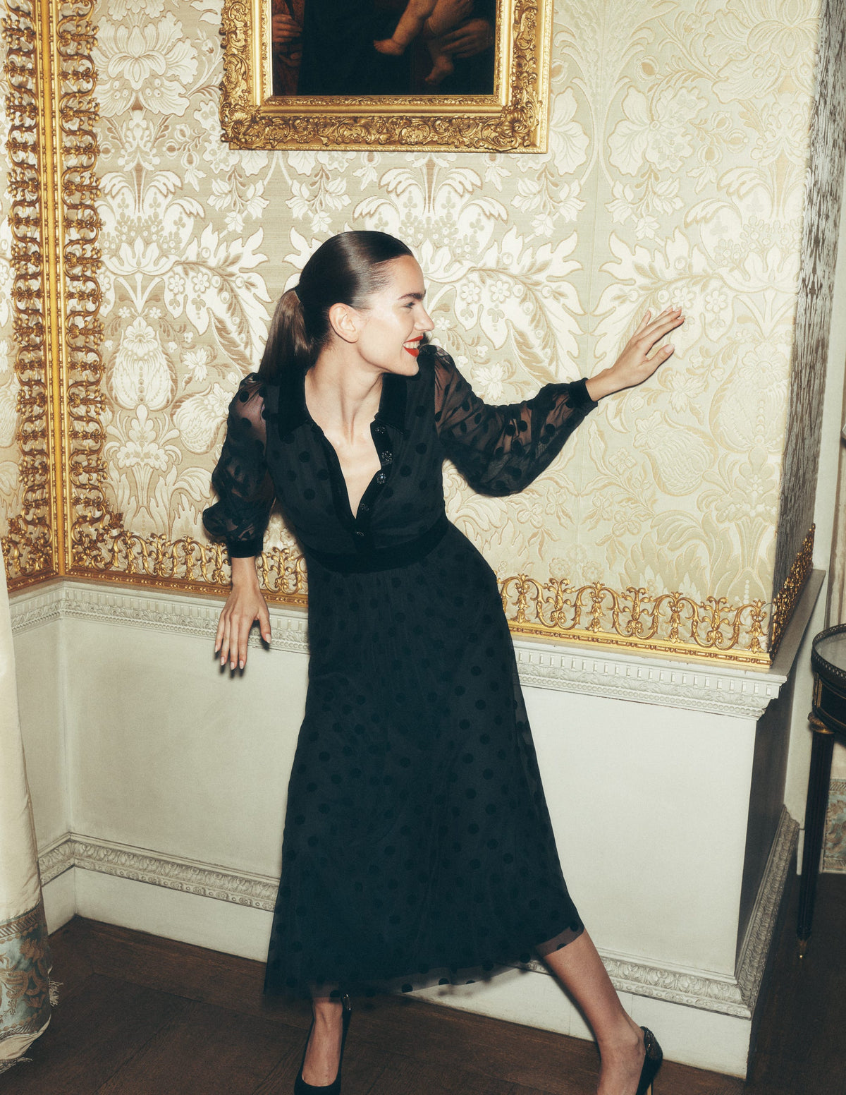 Contrast Detail Tulle Dress-Black - Image 1