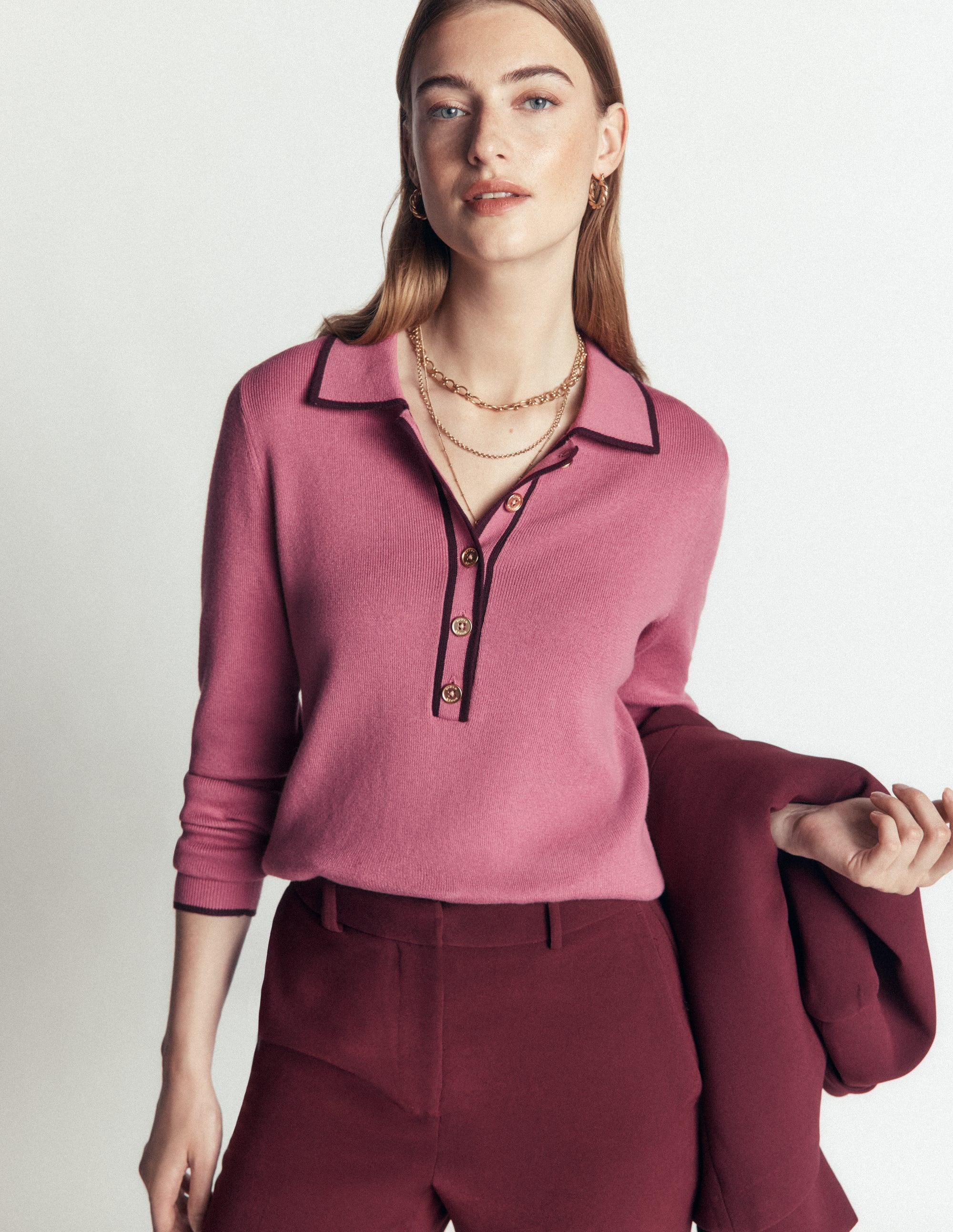 Liz Henley Jumper-Pink Heather - Image 1