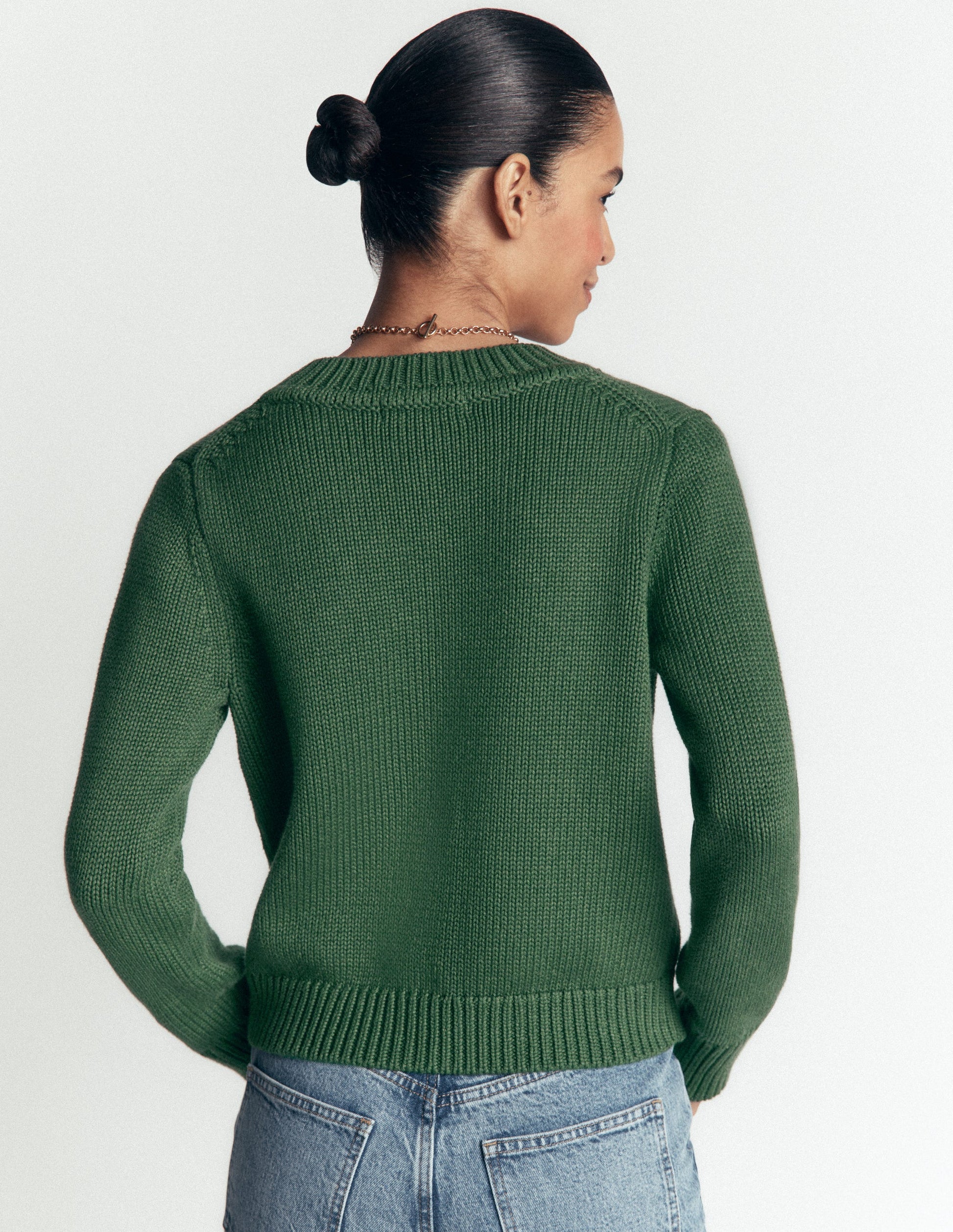 Lucy Chunky Cotton Cardigan-highland green-4
