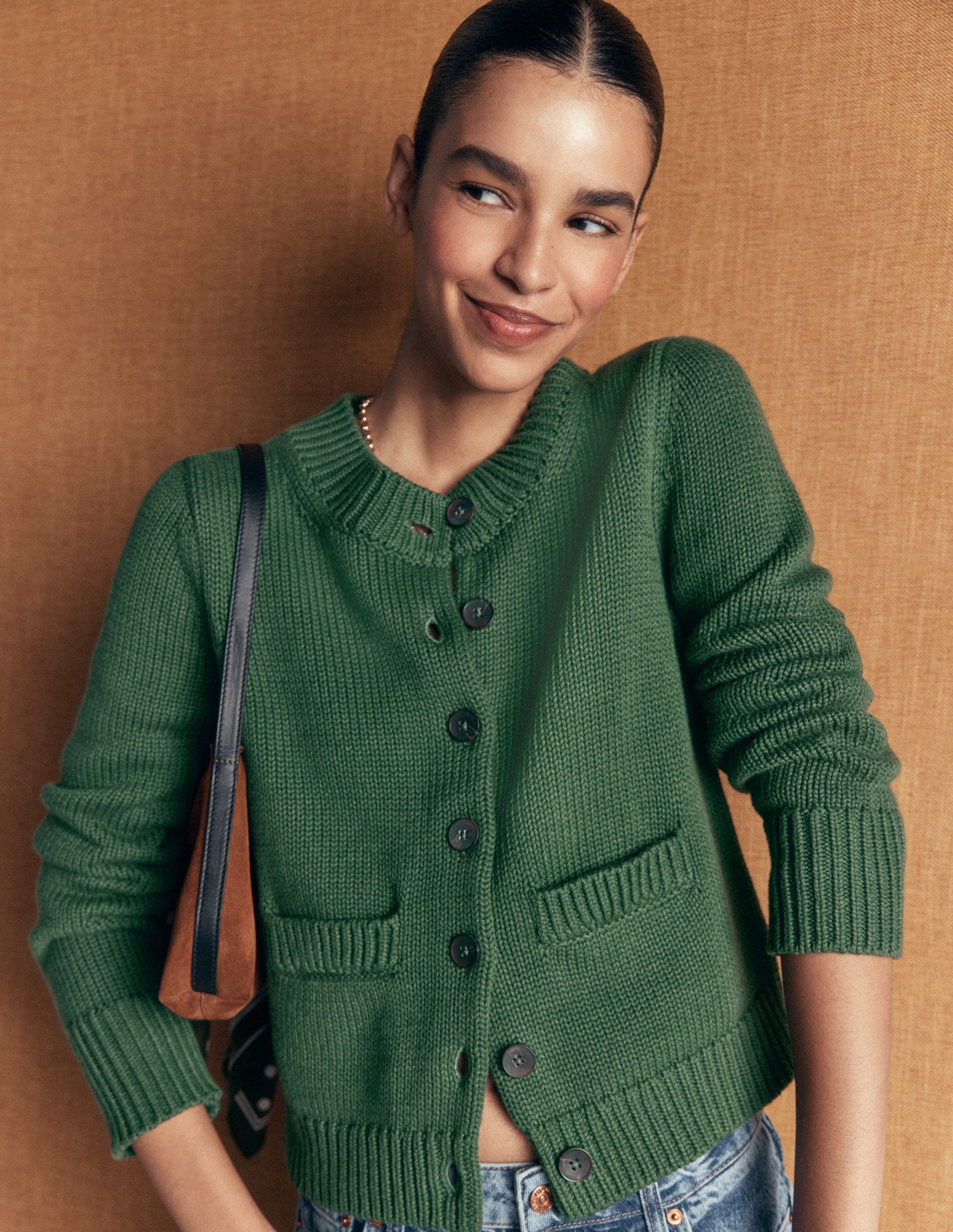 Lucy Chunky Cotton Cardigan-highland green-1