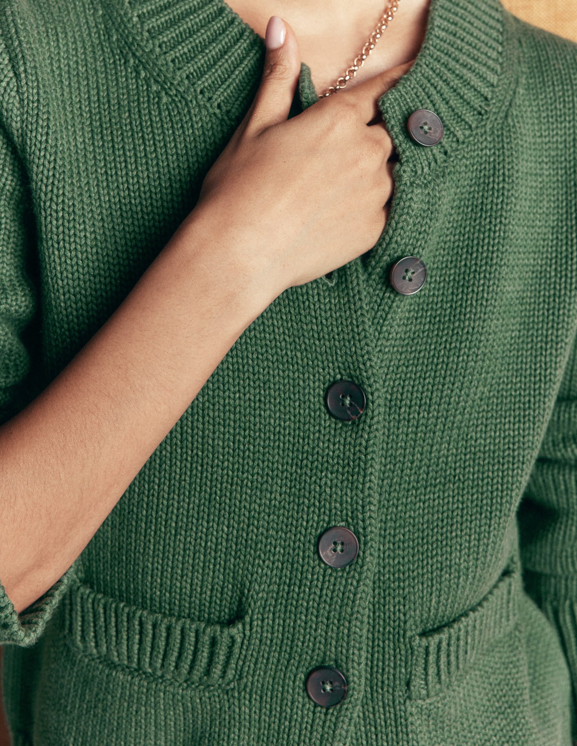 Lucy Chunky Cotton Cardigan-highland green - Image 5