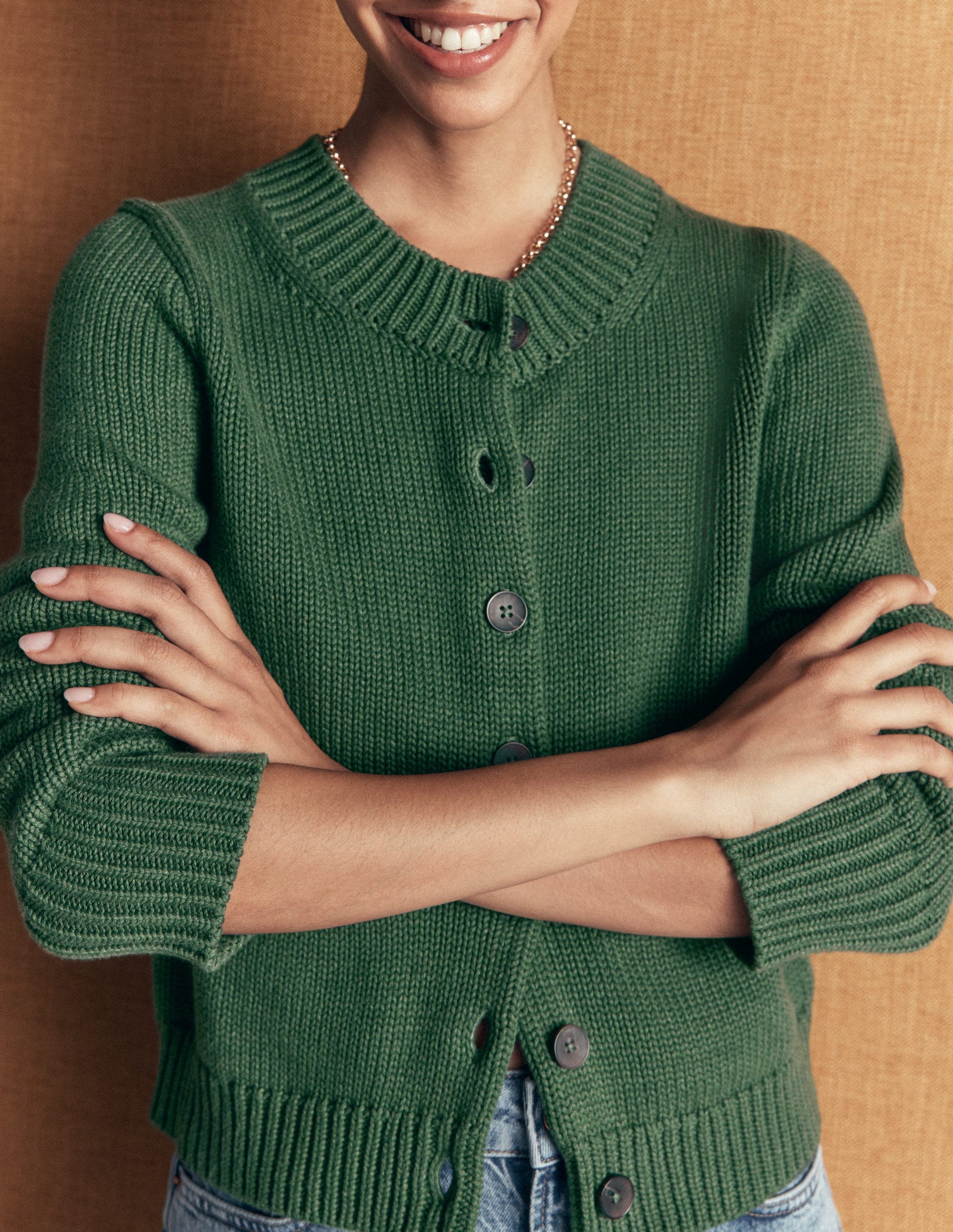 Lucy Chunky Cotton Cardigan-highland green-3