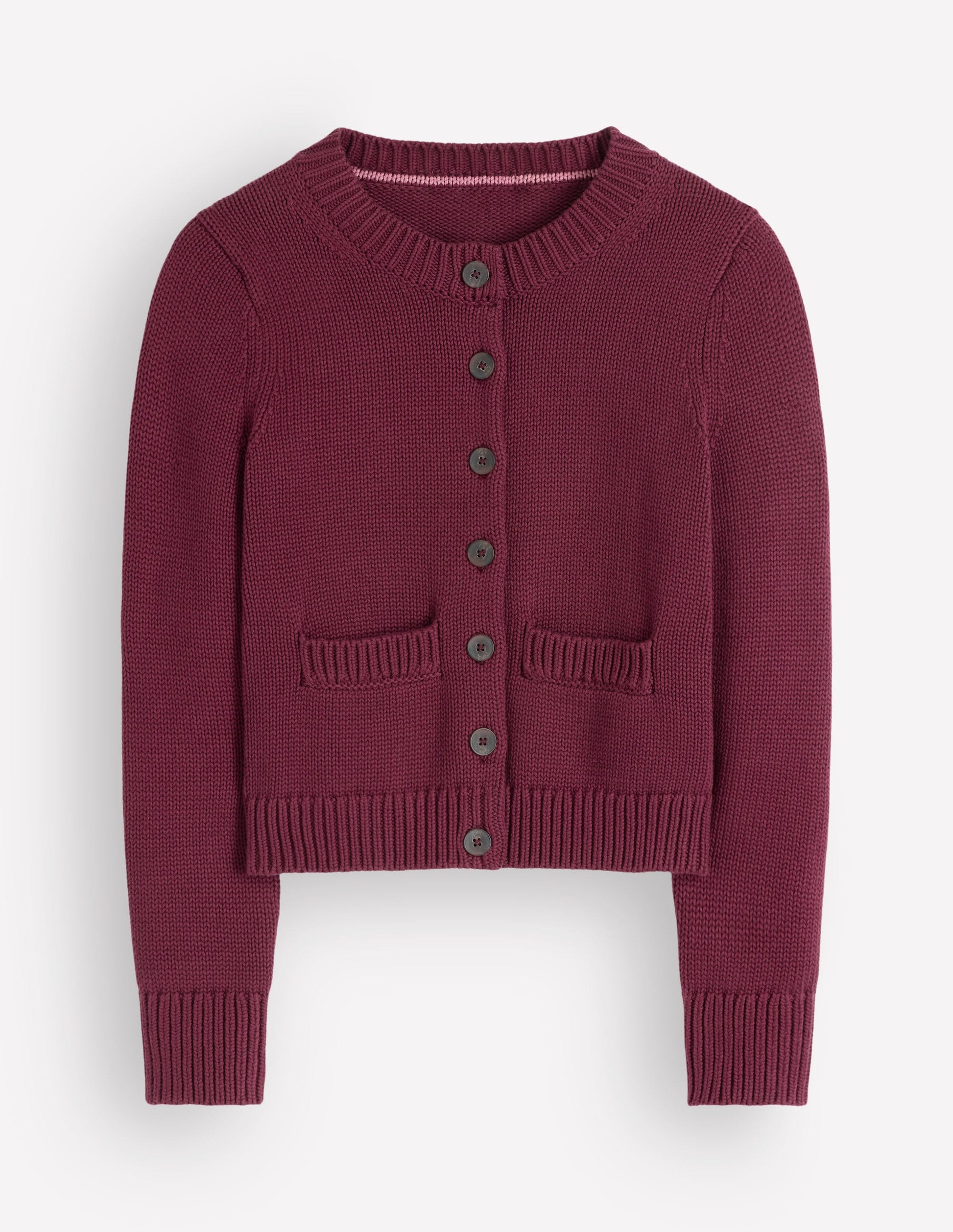 Lucy Chunky Cotton Cardigan-Maroon banner-5