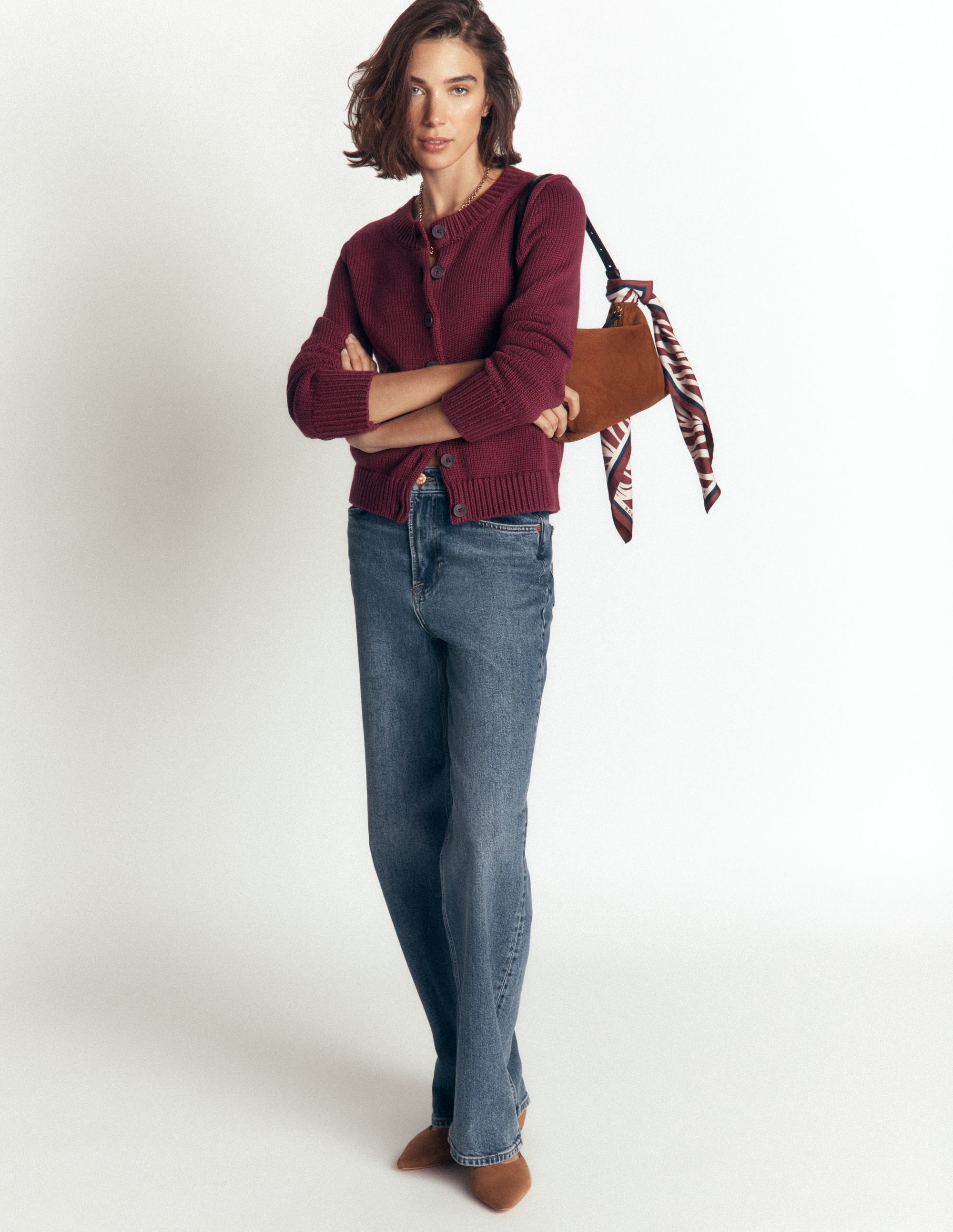 Lucy Chunky Cotton Cardigan-Maroon banner - Image 4