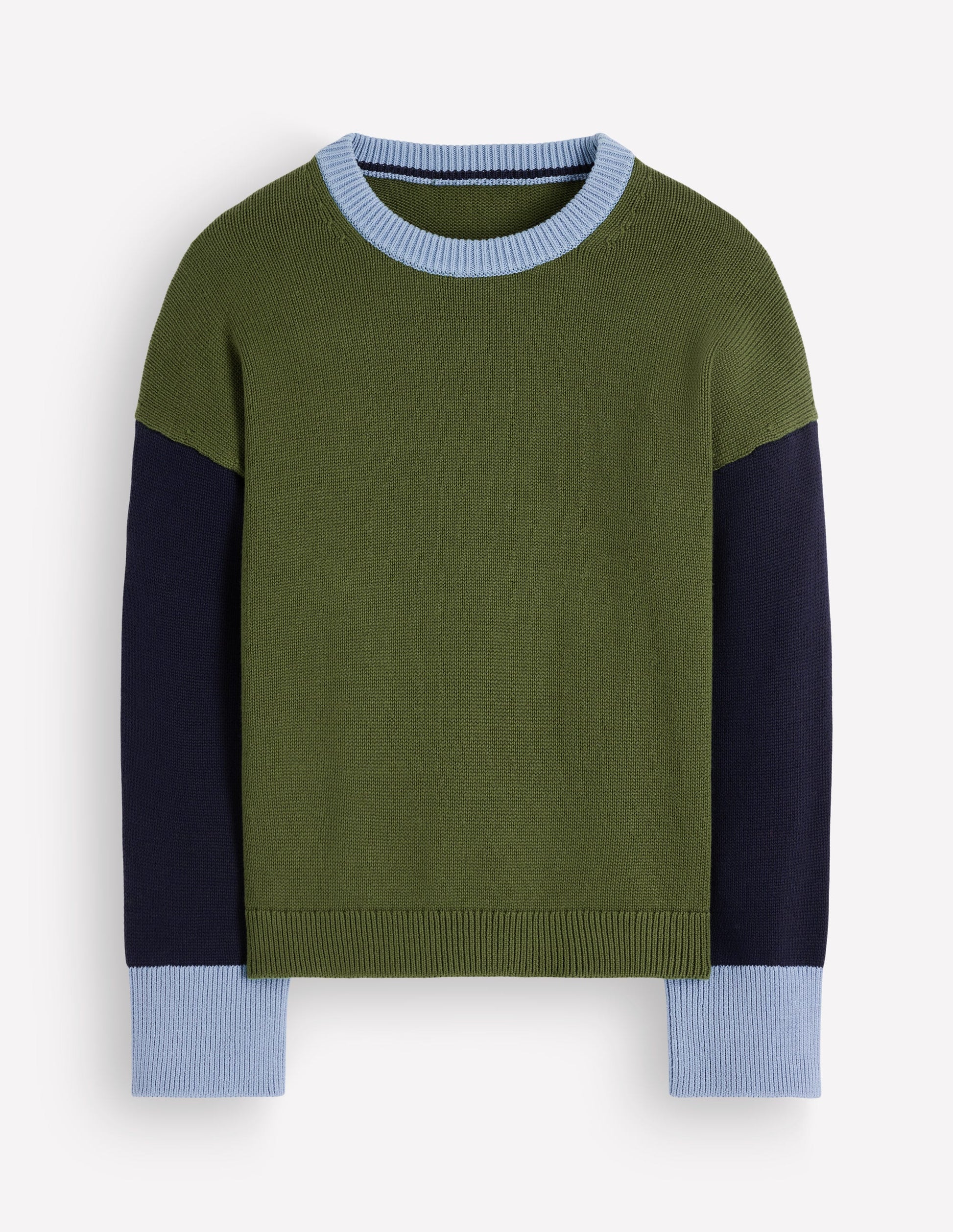 Lucy Relaxed Cotton Jumper-Green colour block-5