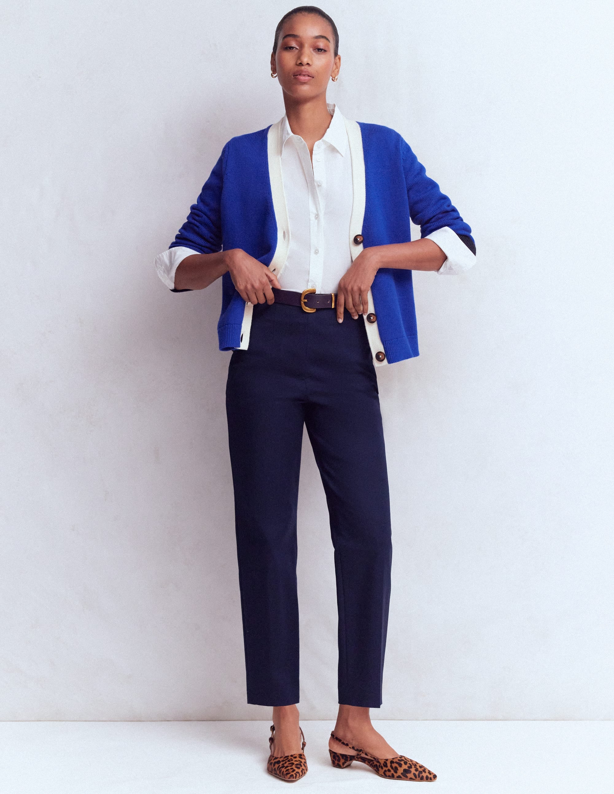 Lucy Relaxed Cotton Cardigan-Bright Blue, Colour Block - Image 7