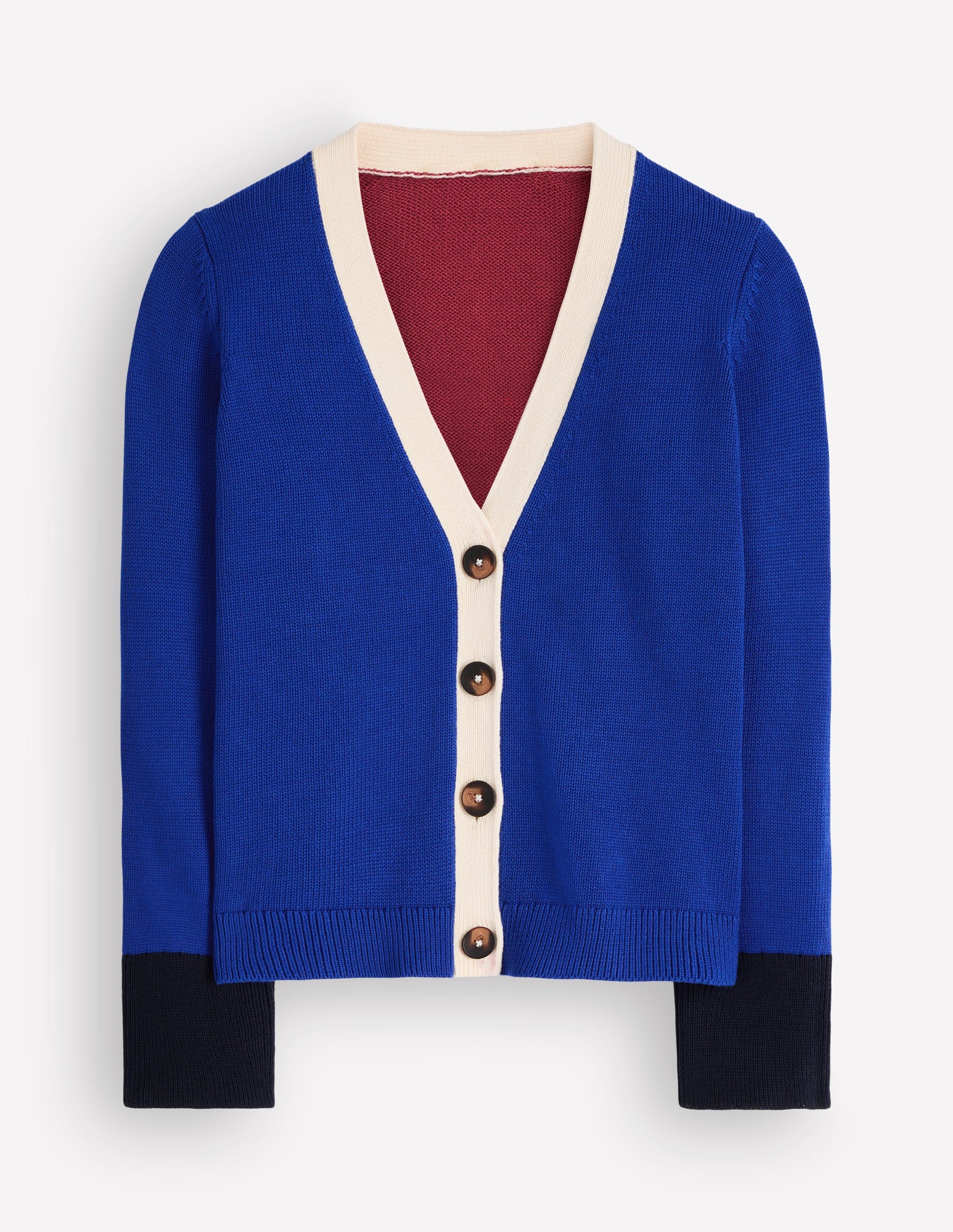 Lucy Relaxed Cotton Cardigan-Bright Blue, Colour Block-8
