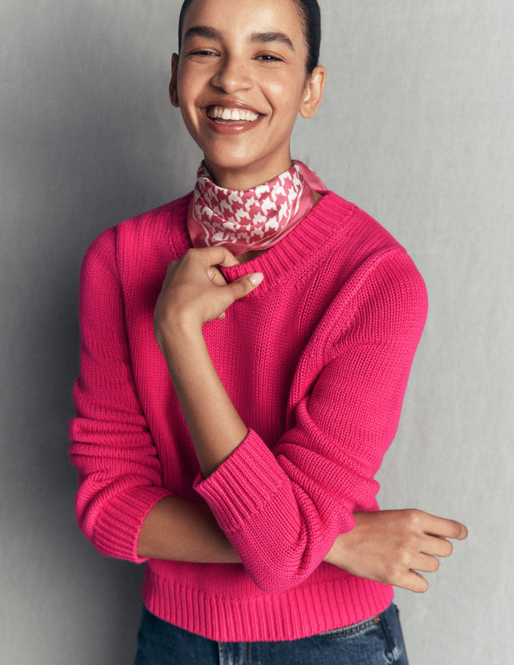 Lucy Chunky Cotton Jumper-Pink peacock