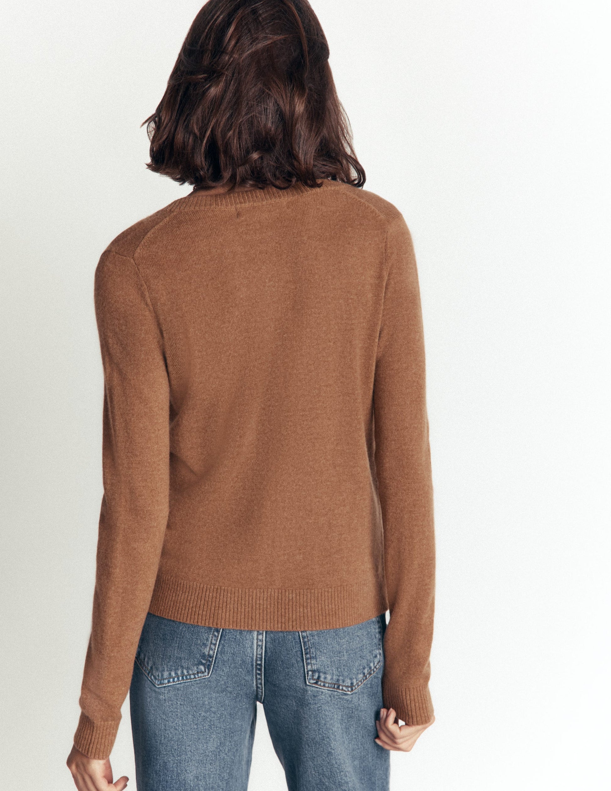 Elsie Cashmere Crew Cardigan-Warm Ginger-3