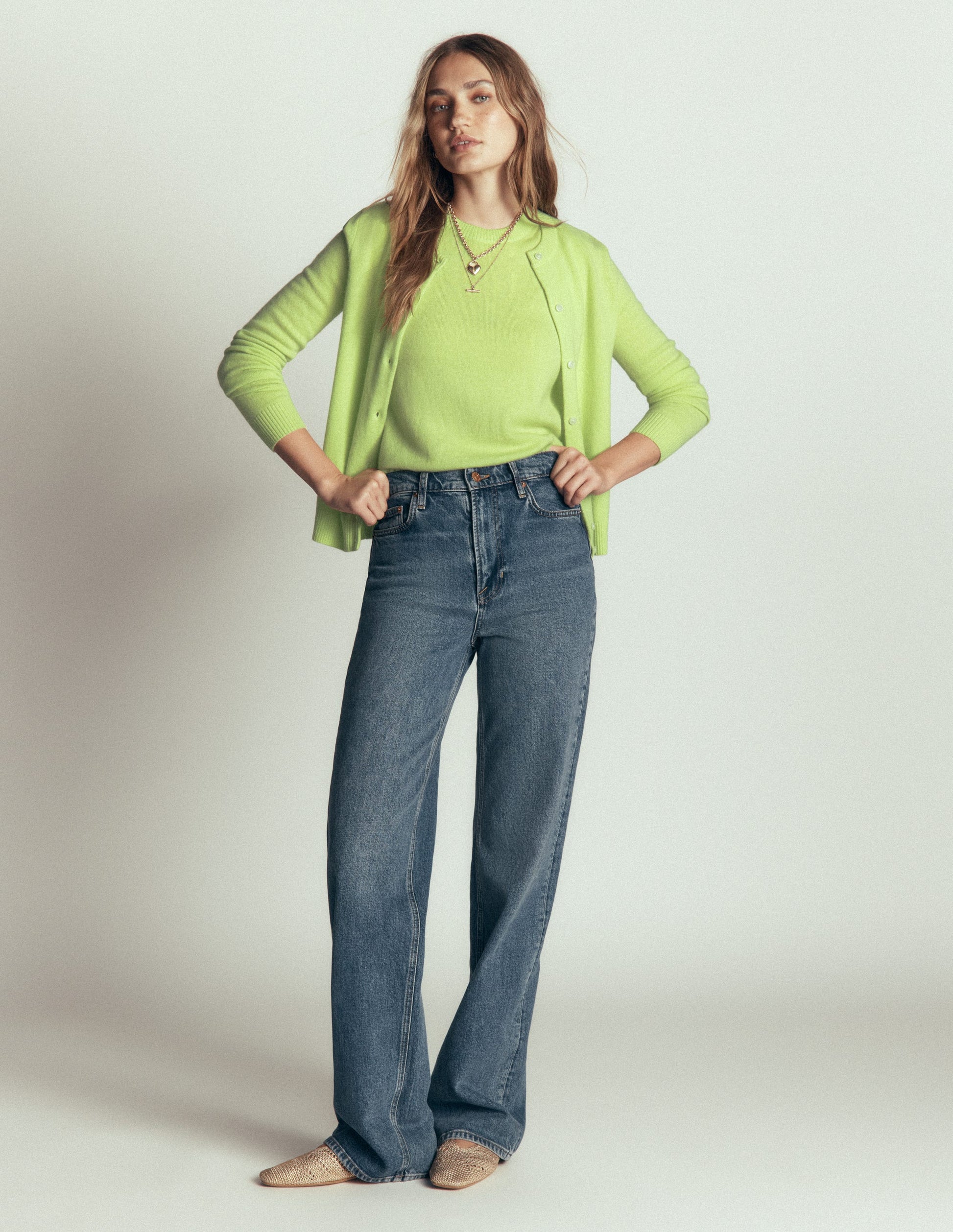 Elsie Cashmere Crew Cardigan-Sweet Mint-4
