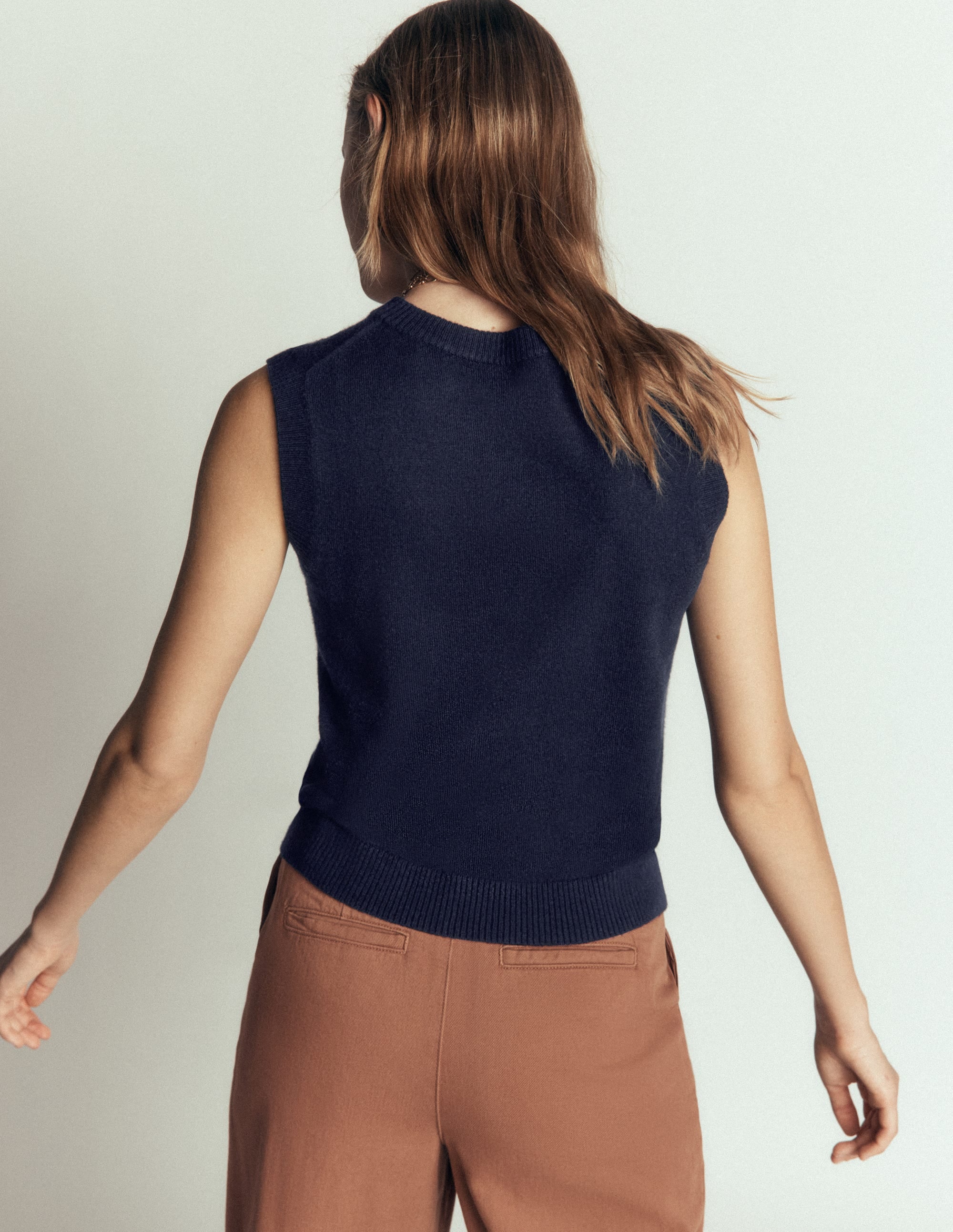 Elsie Cashmere Tank-Navy - Image 3