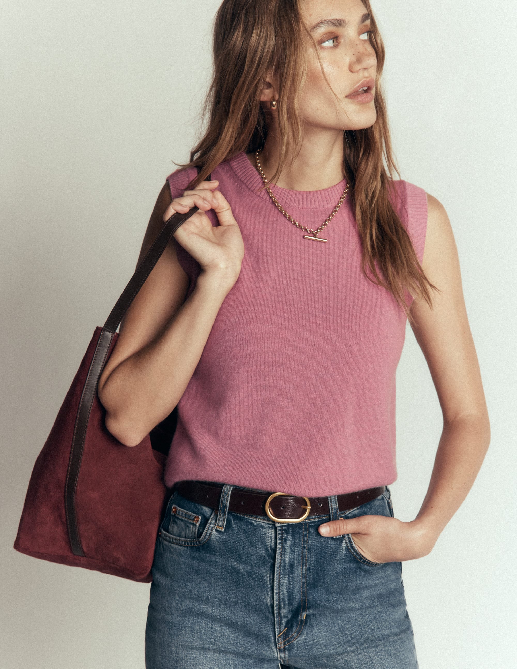 Elsie Cashmere Tank-Pink Heather - Image 1