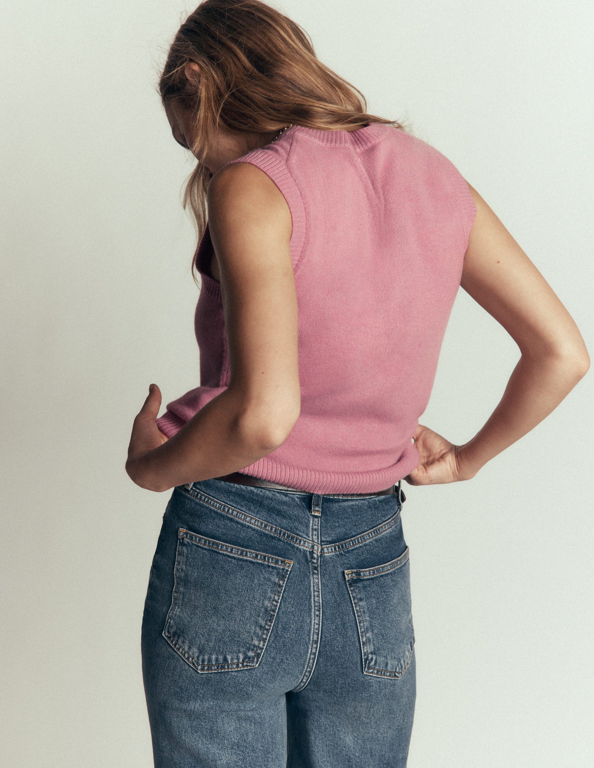 Elsie Cashmere Tank-Pink Heather-3